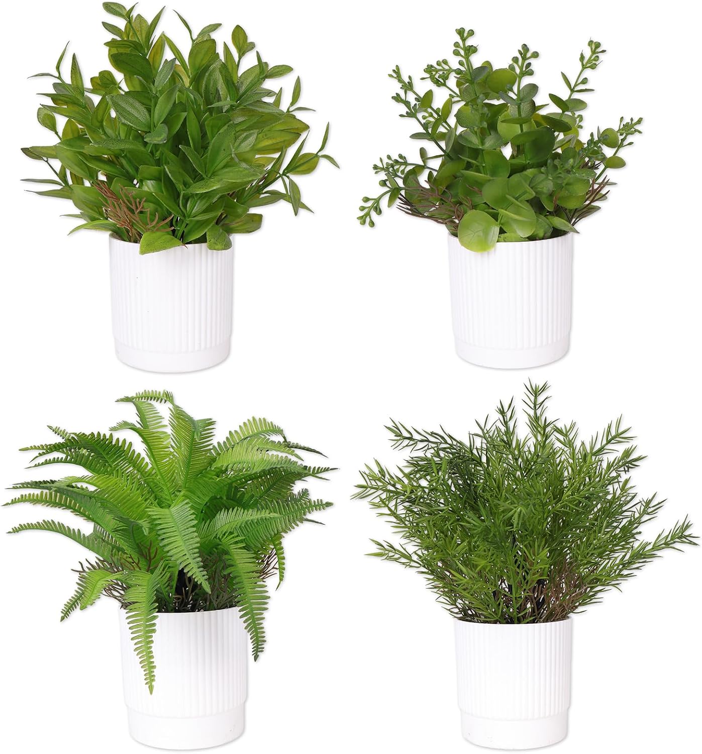 Abzo 2 Pack Artificial Potted Plants Fake Plants Artificial Plastic Plants for Table Desk Bathroom Shelf Home Kitchen Office Decor