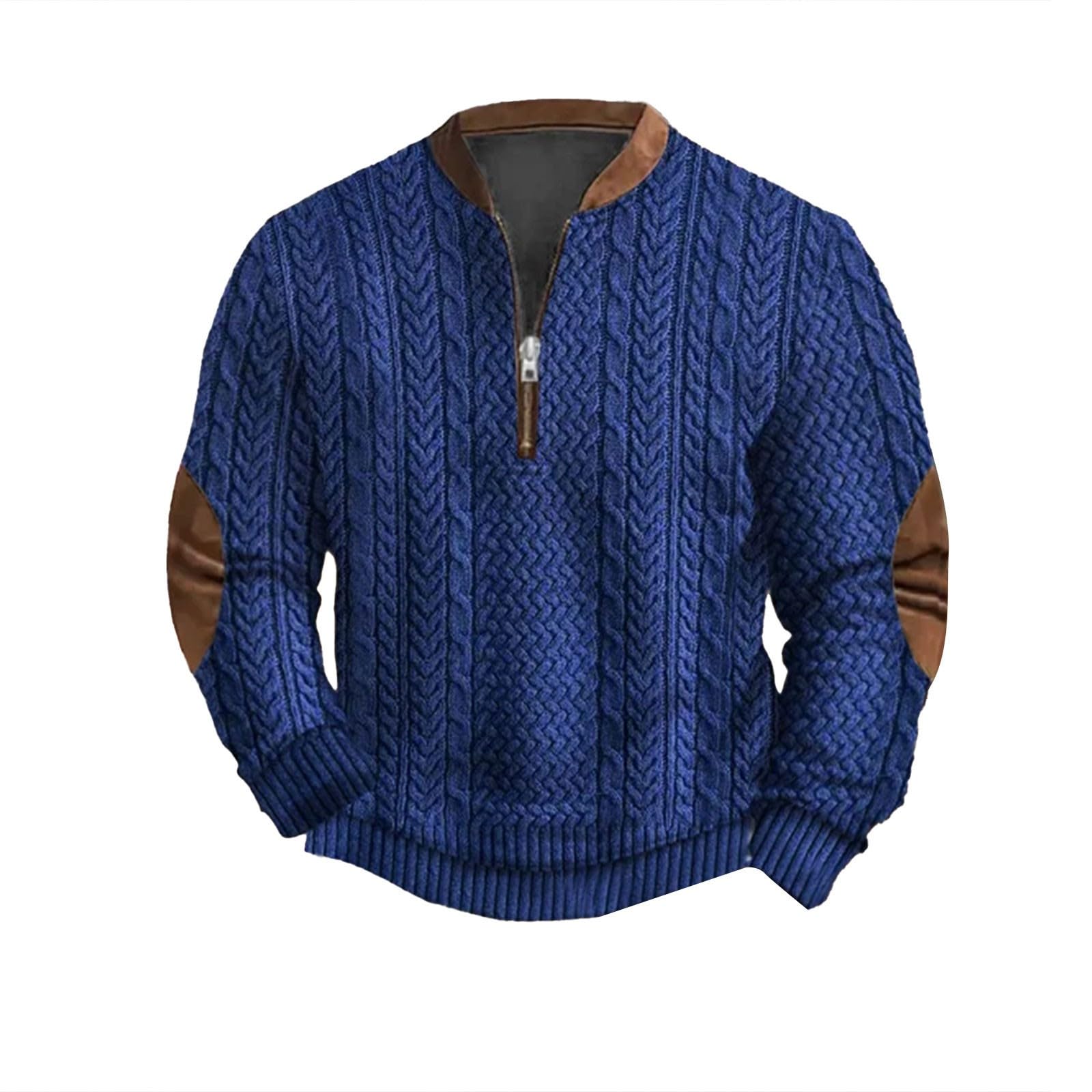 Half Zip Pullover Vintage Long Sleeve Sweatshirt Elbow Patch