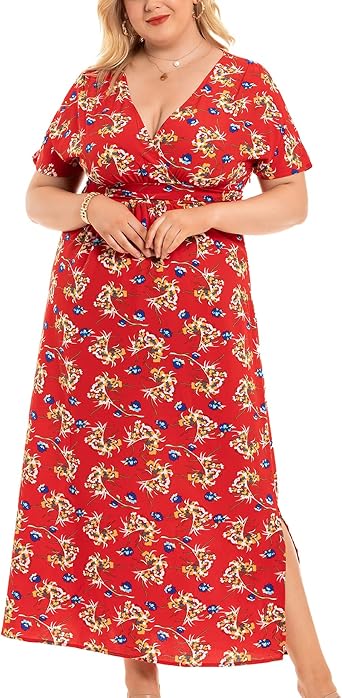 Women Plus Size Elegant Floral Boho 