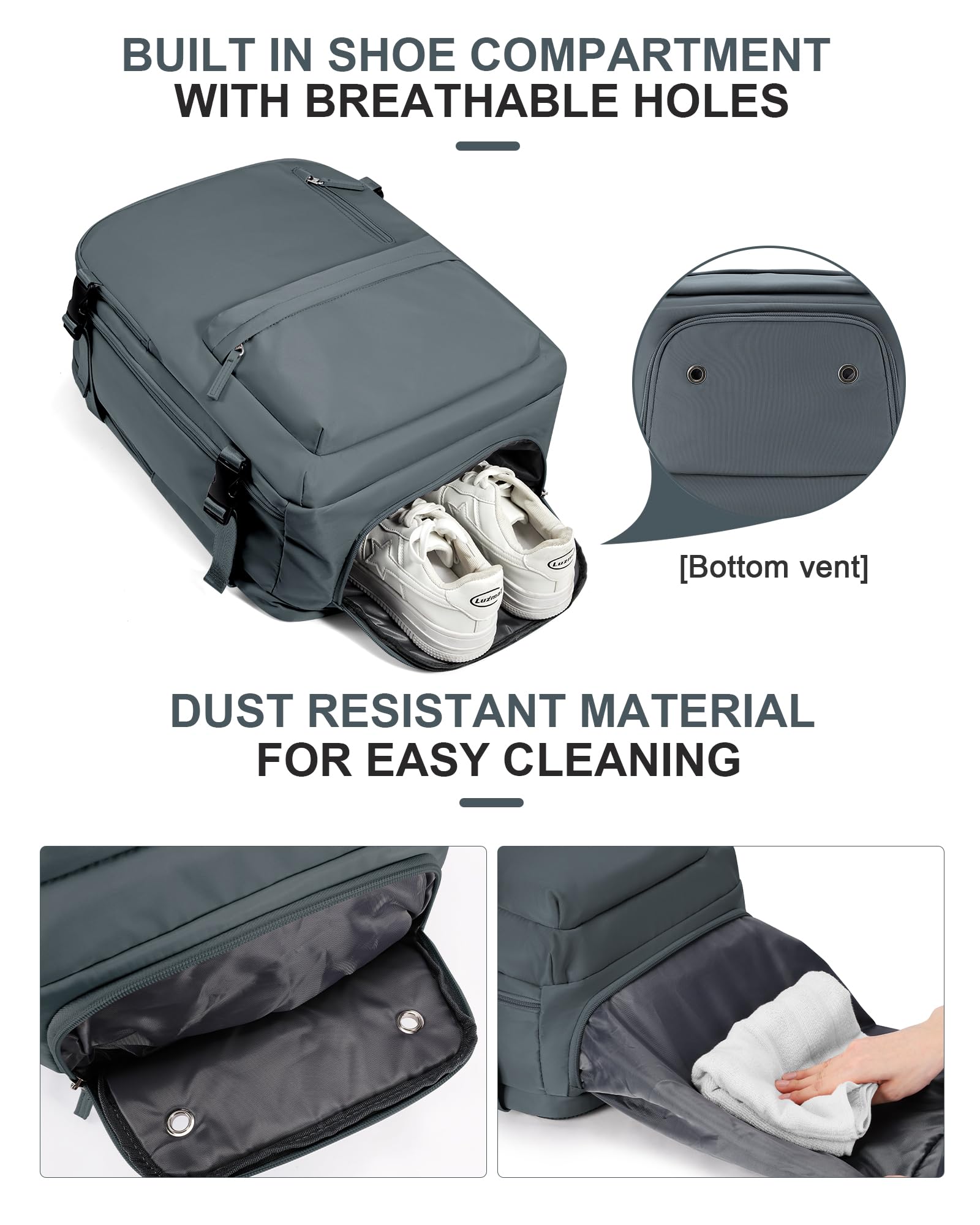 BJLFS Borse da Cabina per Ryanair 40×20×25 Bagaglio a Mano Easyjet 45×36×20 Borsa Zaino da Viaggio, Zaino da trekking,Zaino Casual per laptop da 14 pollici per scuola