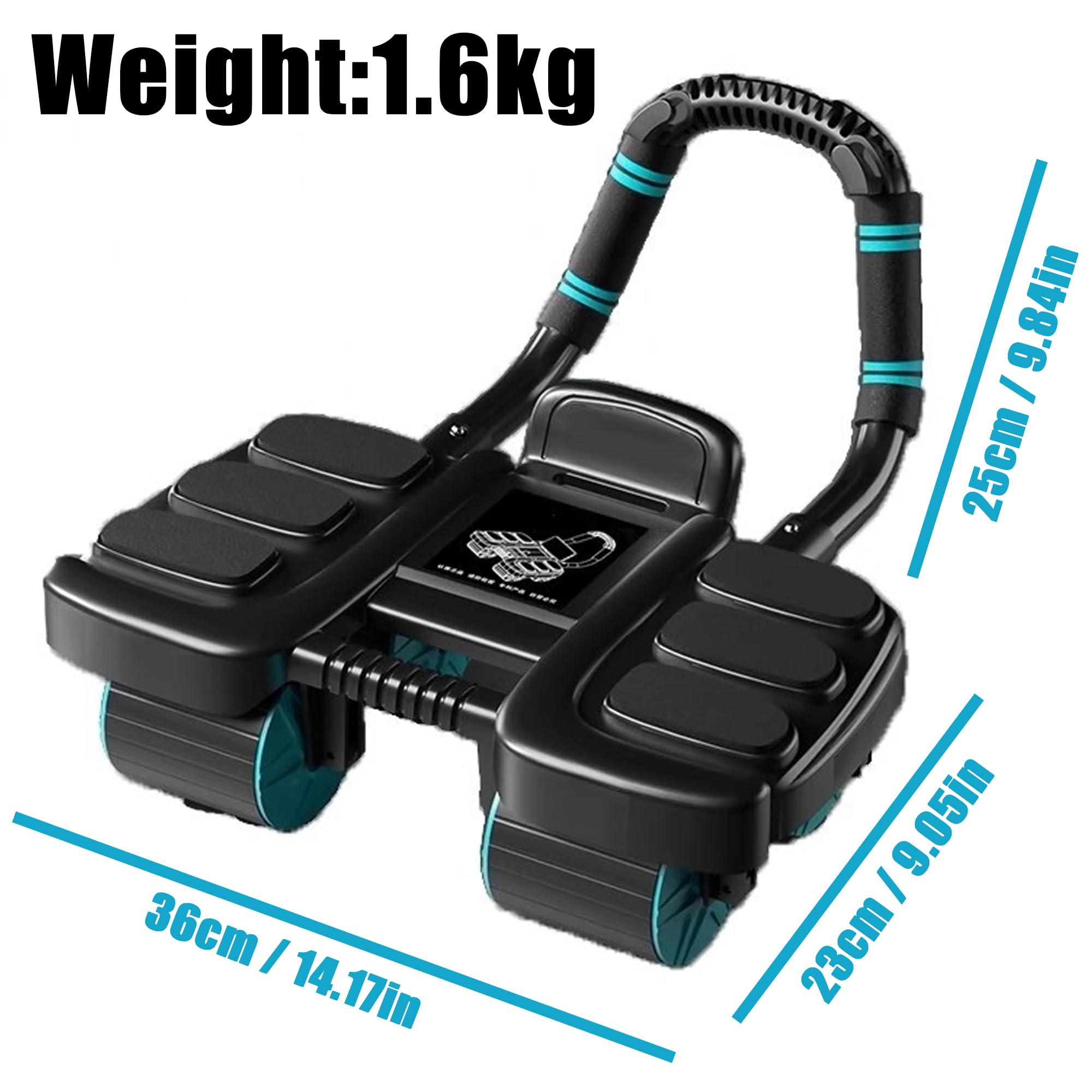 Rueda de ejercicio para abdominales, incluye una rodillera, con 6 coderas y 4 ruedas, puede rebote automático, equipo de ejercicio abdominal para abdominales centrales, para gimnasio en casa