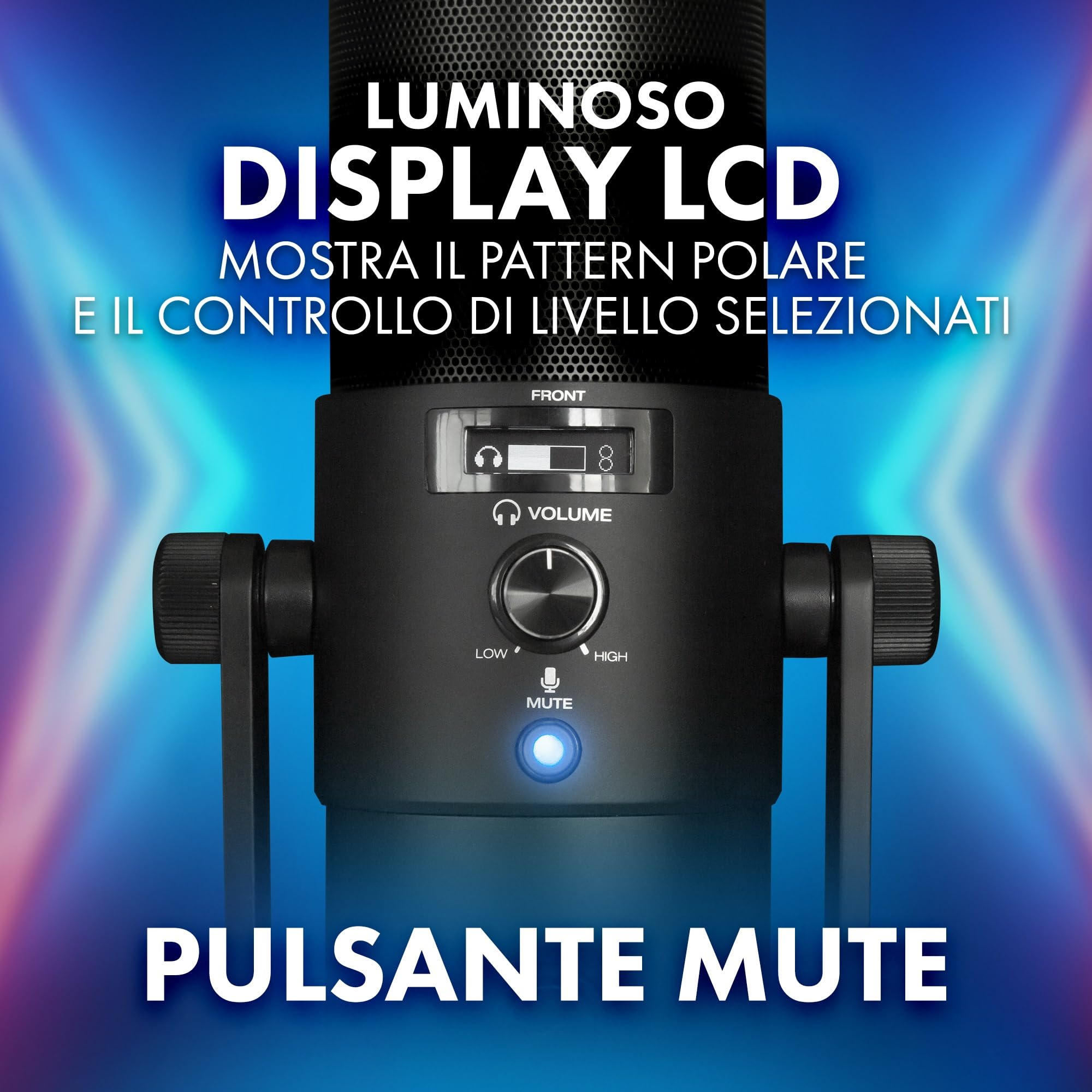 M-Audio Uber Mic - Microfono USB a condensatore per PC, streaming, podcast e registrazione, con 4 pattern polari, pulsante Mute e uscita cuffie