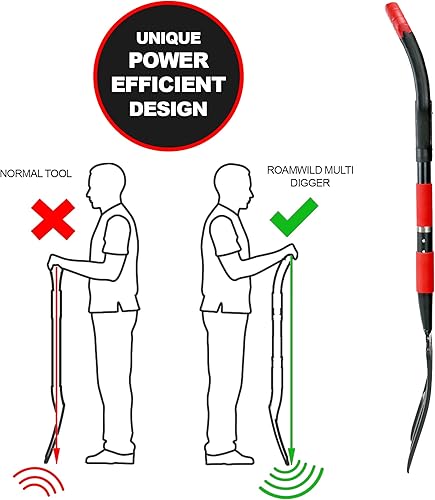 Miniatura 5 de Roamwild Multi-Digger - Tenedor de excavación para excavación de jardín, fibra de vidrio, peso ligero, con tecnología única de doble agarre ligero