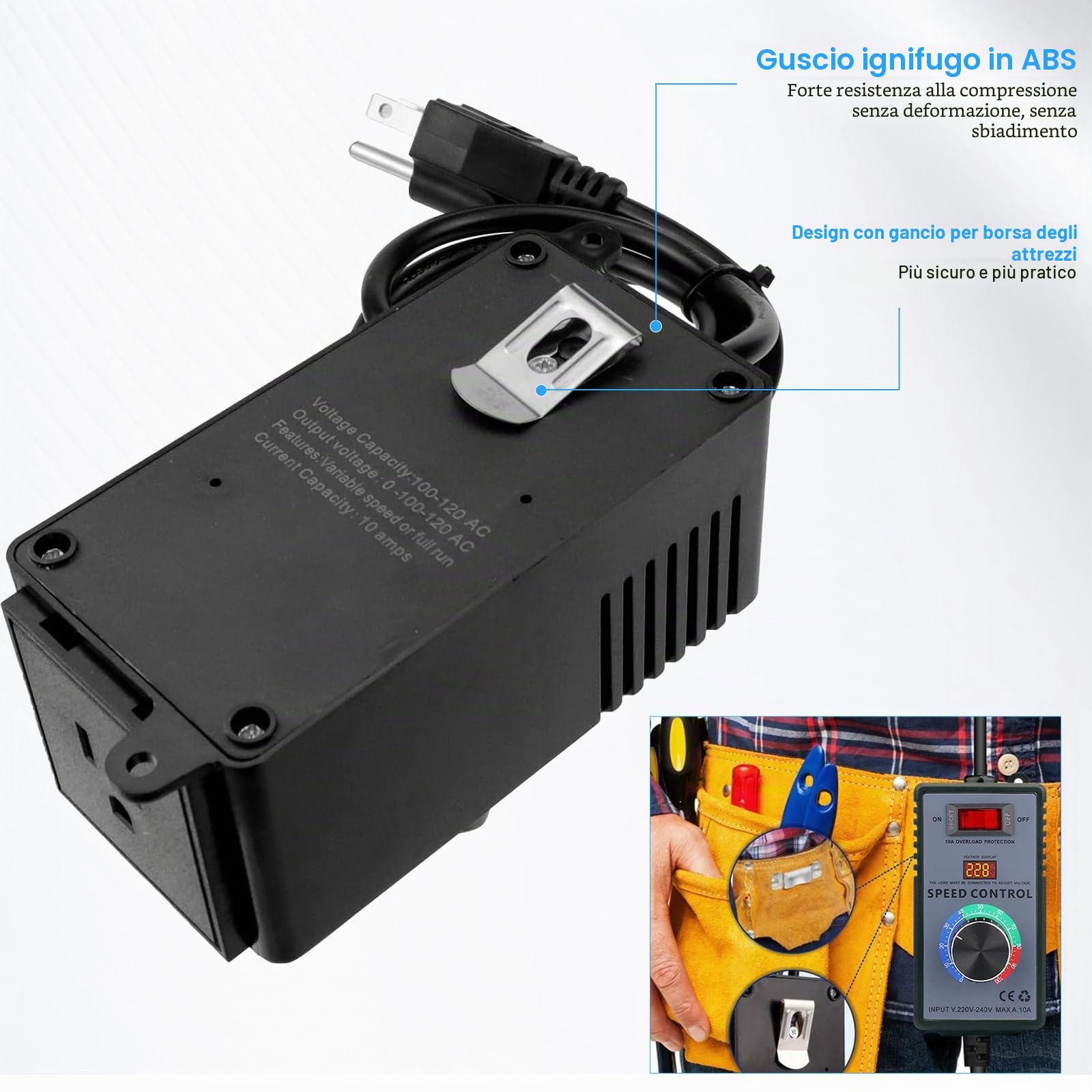 Regolatore di velocità 230 V, 10 A, 4000 W, regolatore di tensione del motore AC per smerigliatrice angolare, trapano manuale, seghe circolari