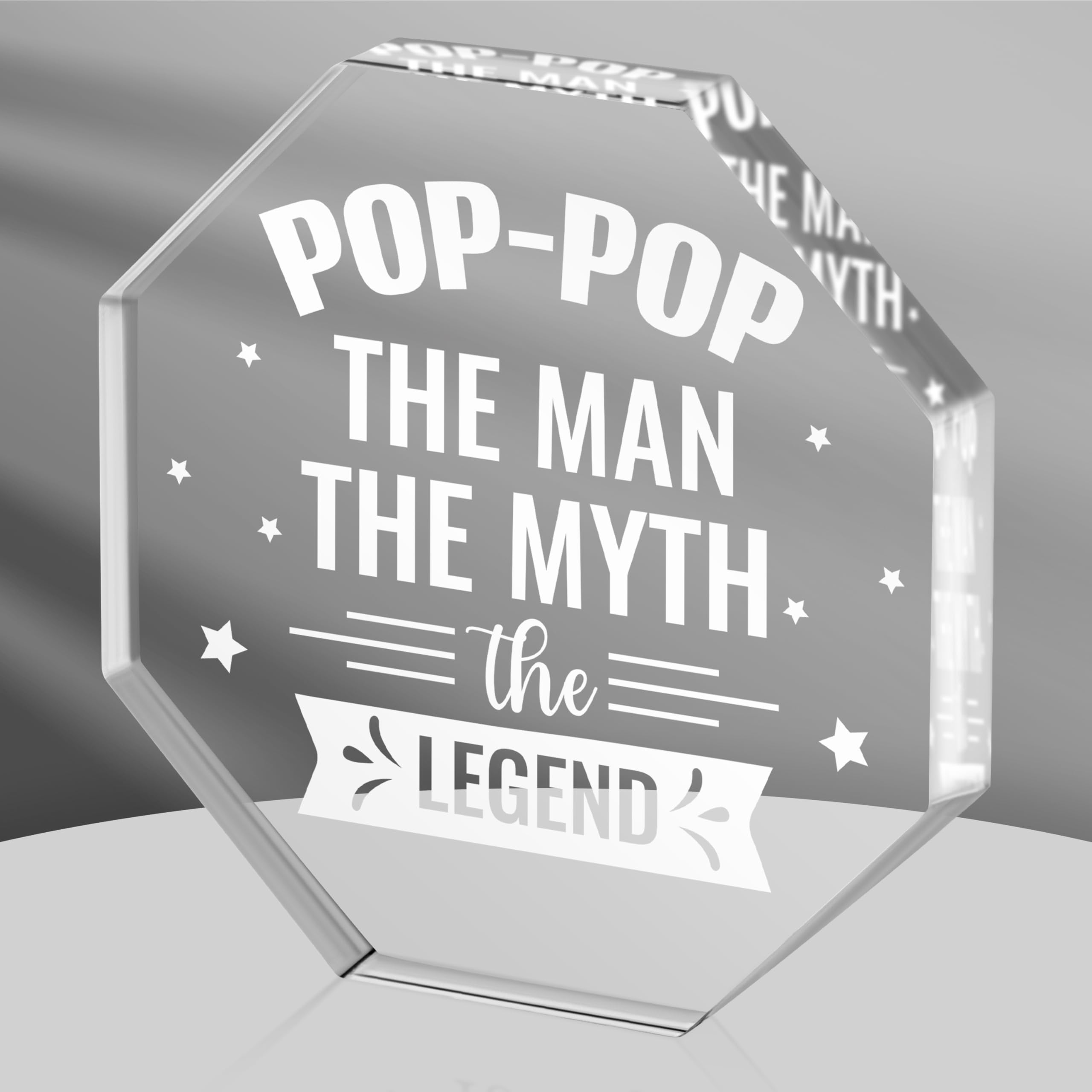 WATINC Appreciation Gifts Award for Pop-pop - Pops Gift for Grandpa, Acrylic Thank You Grandfather Plaque Table Sign, Present Centerpiece Desk