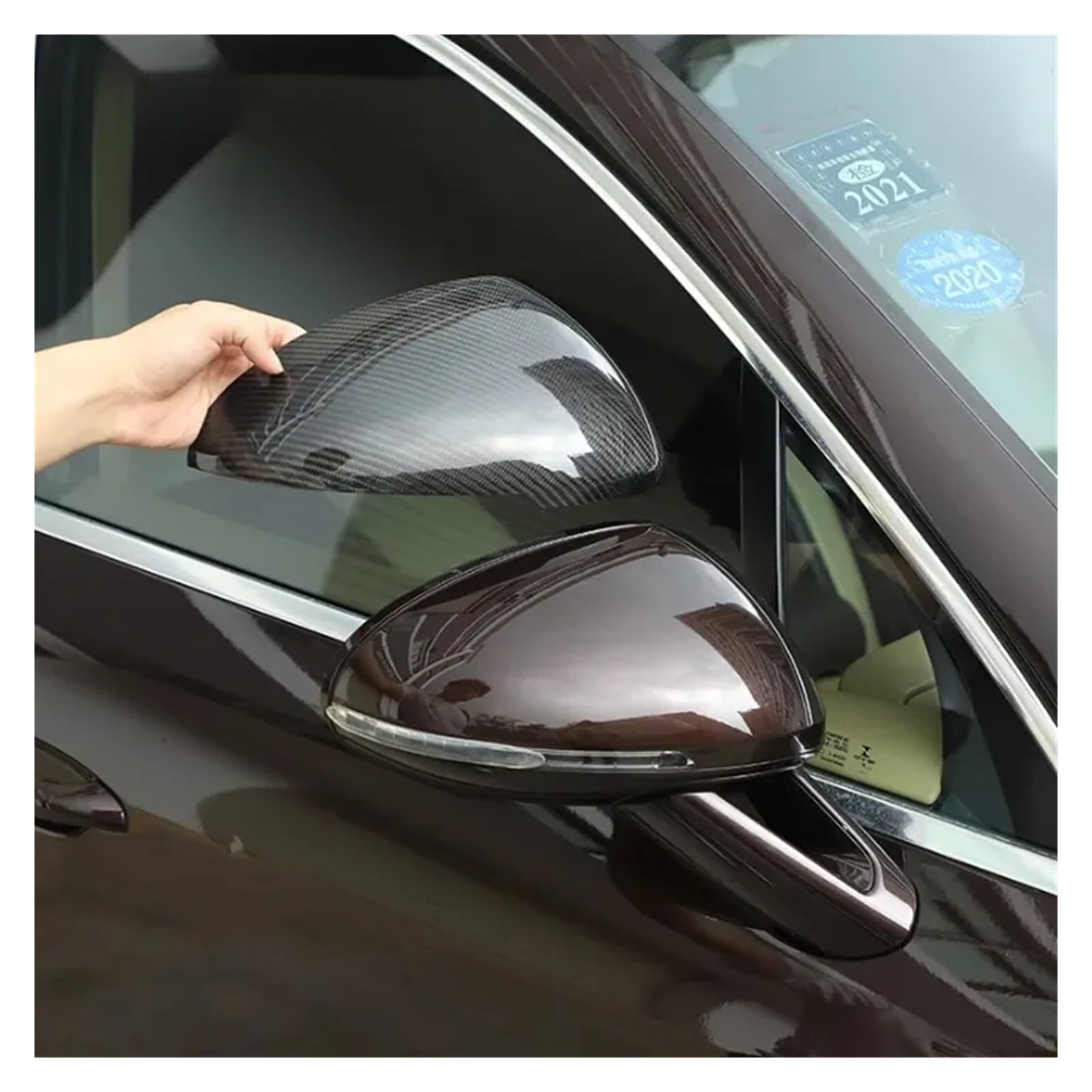 Carbon Fiber Outside Rearview Mirror Protective Cover Sticker Compatible for Porsche Macan 2011-2021 Car Exterior Accessories Red — view 3