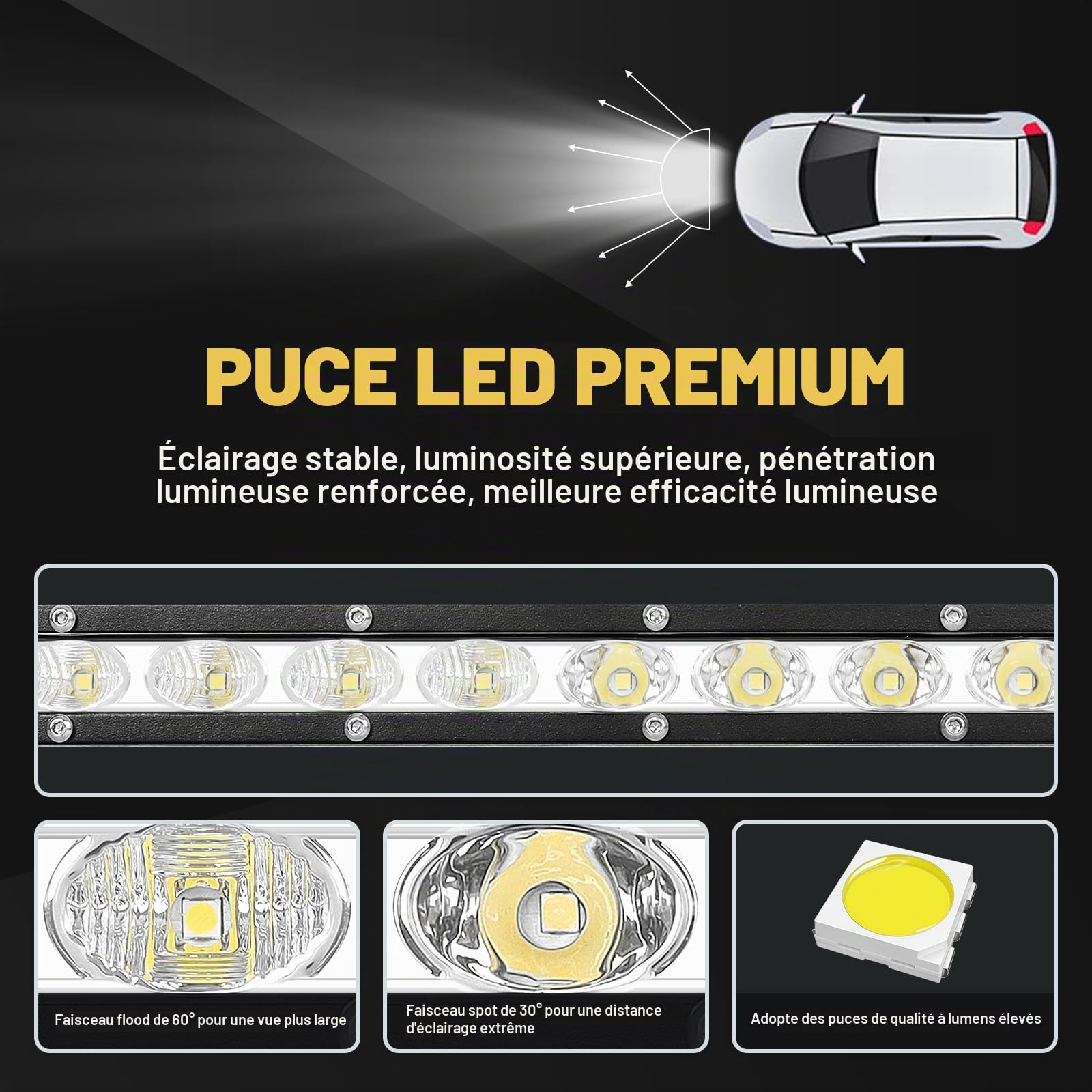 RIGIDON 2x slim led light barre, 50 cm 20 pouces 90W, feu antibrouillard