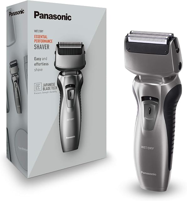 Panasonic ES-RW33 golarka męska z 2 ostrzami (obrotowa głowica, wodoszczelna, wysuwany trymer, precyzyjne ostrze wewnętrzne pod kątem 30 stopni), szara
