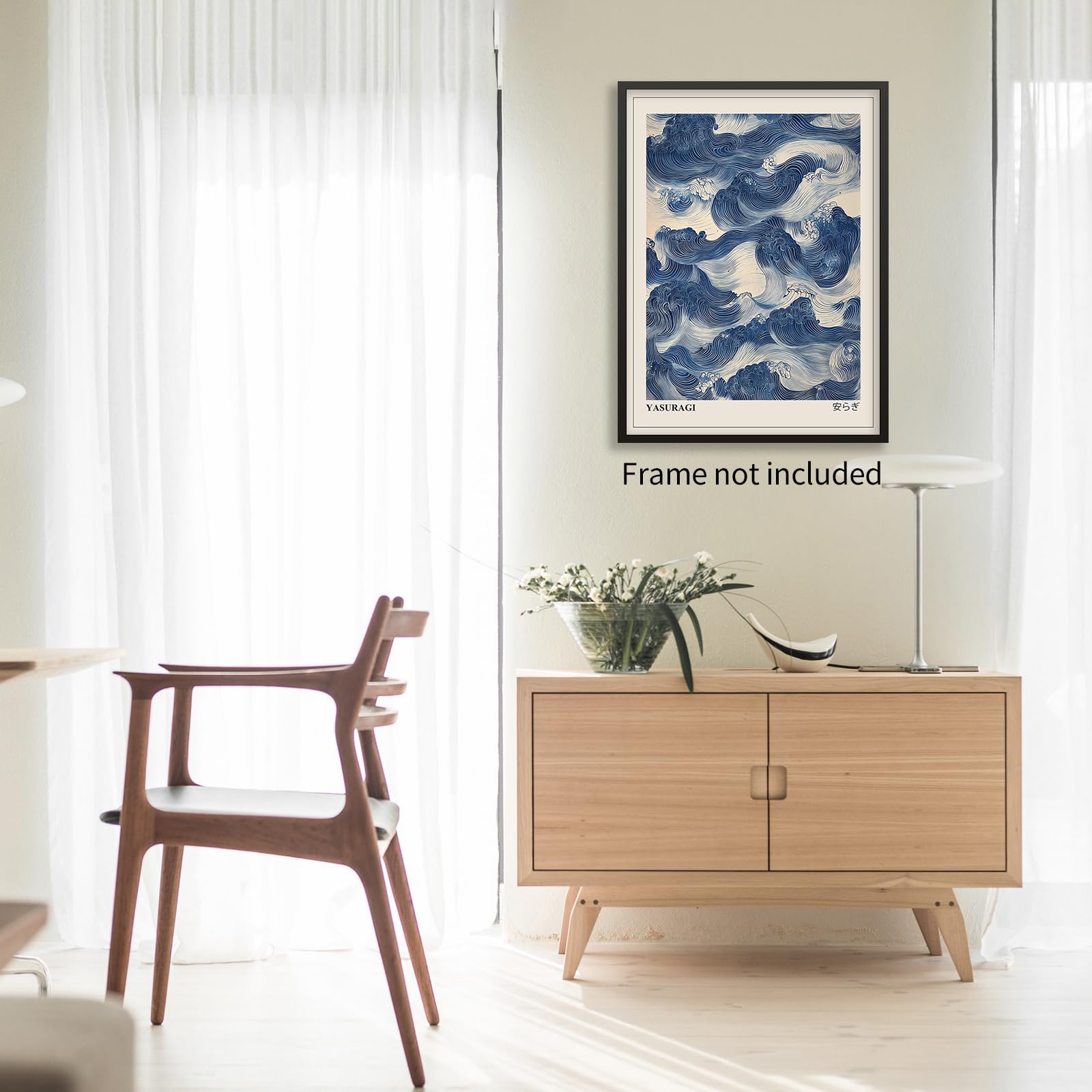 Amazon.com: rumlud Japanese Blue Waves Wall Art Vintage Oriental
