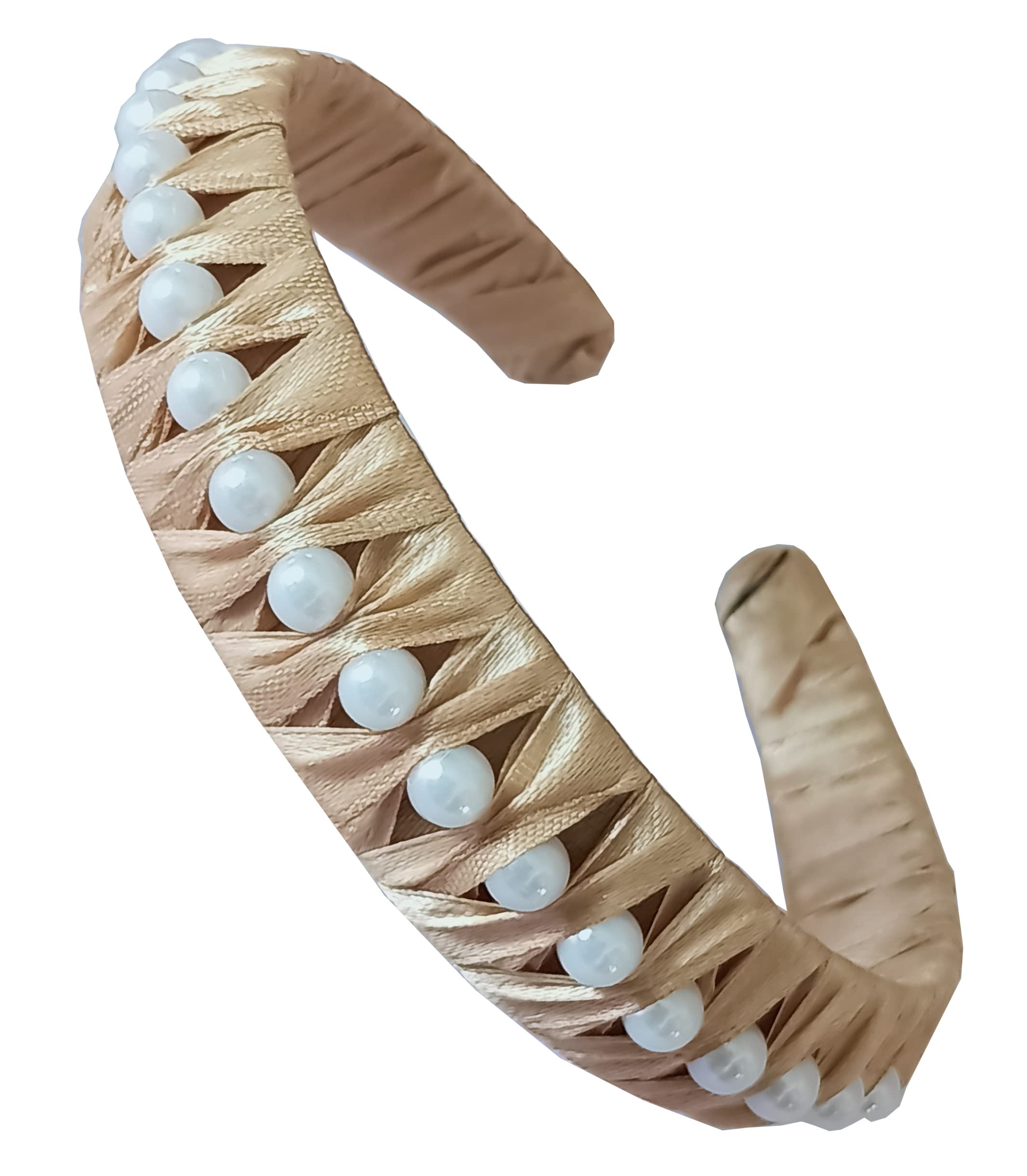 Pearl Beads Colorful Ribbon Decoration Hair Band Headband for Kids, Girls and Women (Gold) (B0BDRX4Y6Q) Amazon Price History, Amazon Price Tracker