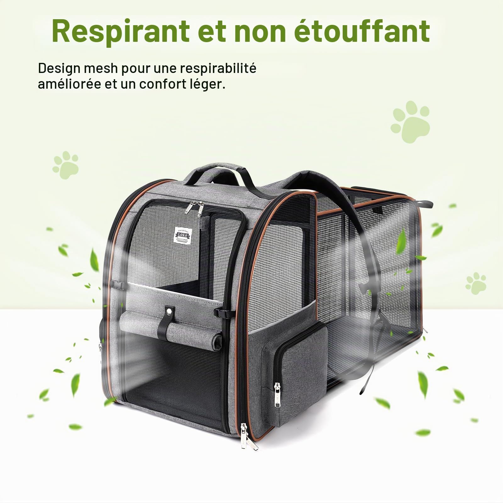Sac à Dos Extra Large pour Chat - Extensible - pour Chiens de Petite et Moyenne Taille et Chats de Taille Moyenne à Grande - Gris