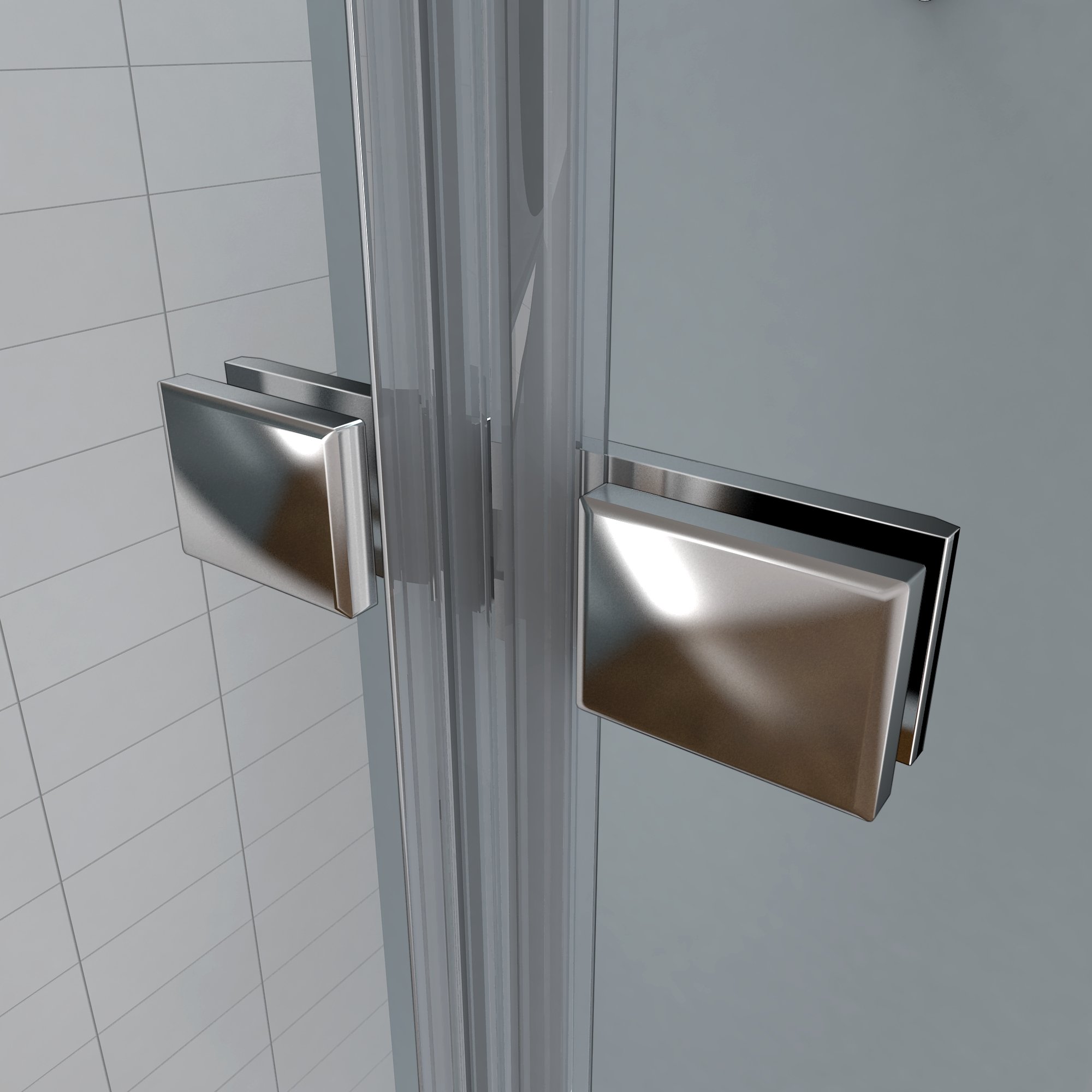 Paroi de douche à l'italienne avec retour pivotant, profilé aspect chromé, paroi fixe Walk In Paroi de douche à l'italienne avec retour pivotant, profilé aspect chromé, paroi fixe Walk In