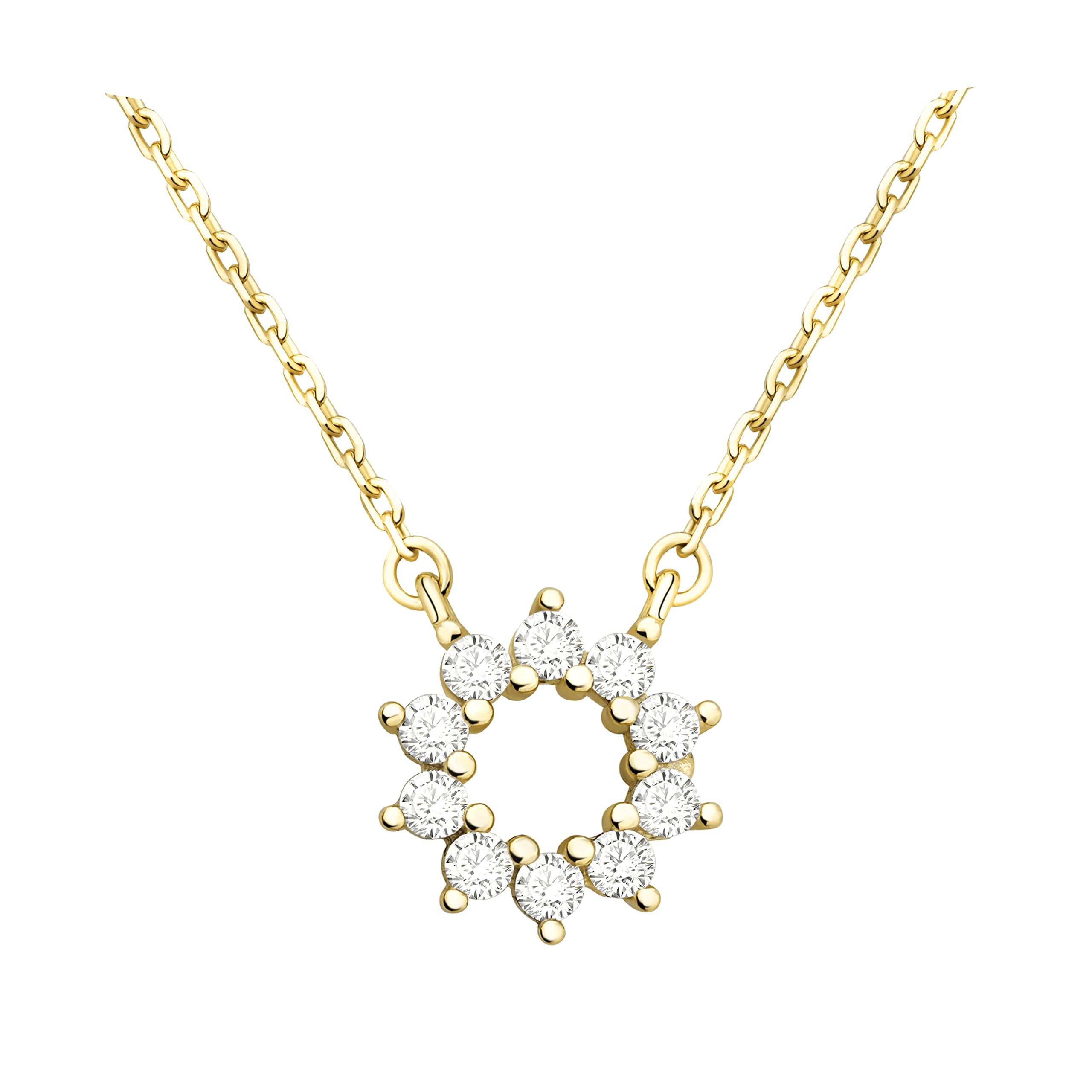 Sofia Milani - Collier pour Femme en Argent 925 - avec Pierre de Zircon - avec Pendentif en Forme de Cercle et Étoile