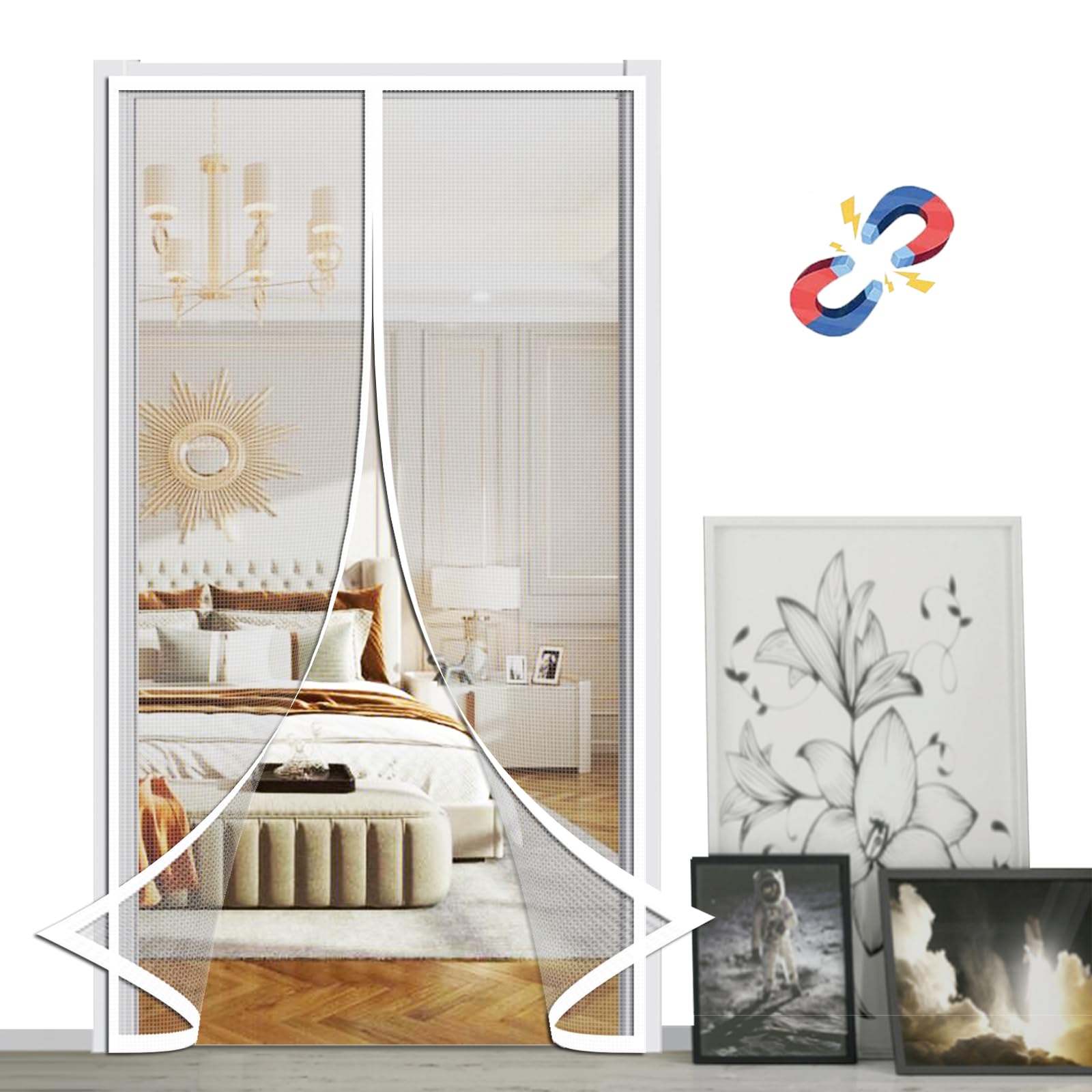 Zanzariera Magnetica Per Porte - 85x225 Cm Bianca, Chiude Automaticamente - Foto 7