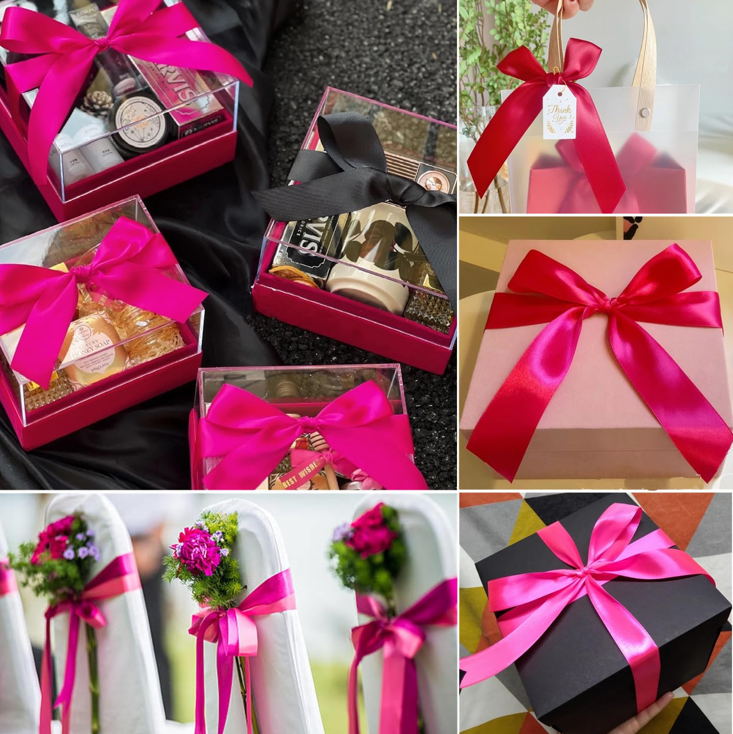 Baocuan - Cinta De Satén Roja De 3,8 Cm, 45,7 Metros, Rollo De Cintas De Tela Sólida Para Invitaciones De Boda, Ramos De Novia, Costura, Decoración De