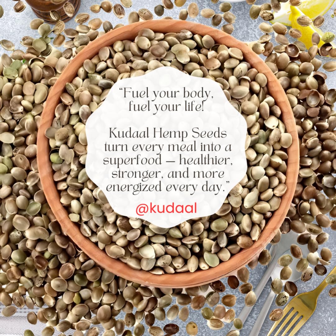 Kudaal Himalayan Hemp Seeds 200g x 2 Pack | Raw Whole Edible Hemp for Eating | High Protein Superfood | Rich in Omega 3, Omega 6 & Fiber | Vegan, Keto & Gluten Free | Perfect for Smoothies, Salads & Daily Nutrition 1