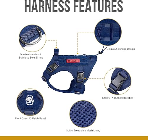 Miniatura 4 de OneTigris Chaleco táctico para perro, chaleco de servicio sin tirones con paneles de gancho y bucle, arnés ajustable para caminar, senderismo y
