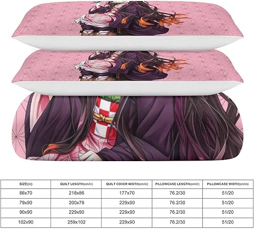 Miniatura 2 de opjxoki Juego de ropa de cama de anime de 3 piezas, 1 funda de edredón y 2 fundas de almohada con estampado de dibujos animados en 3D, cómodo juego