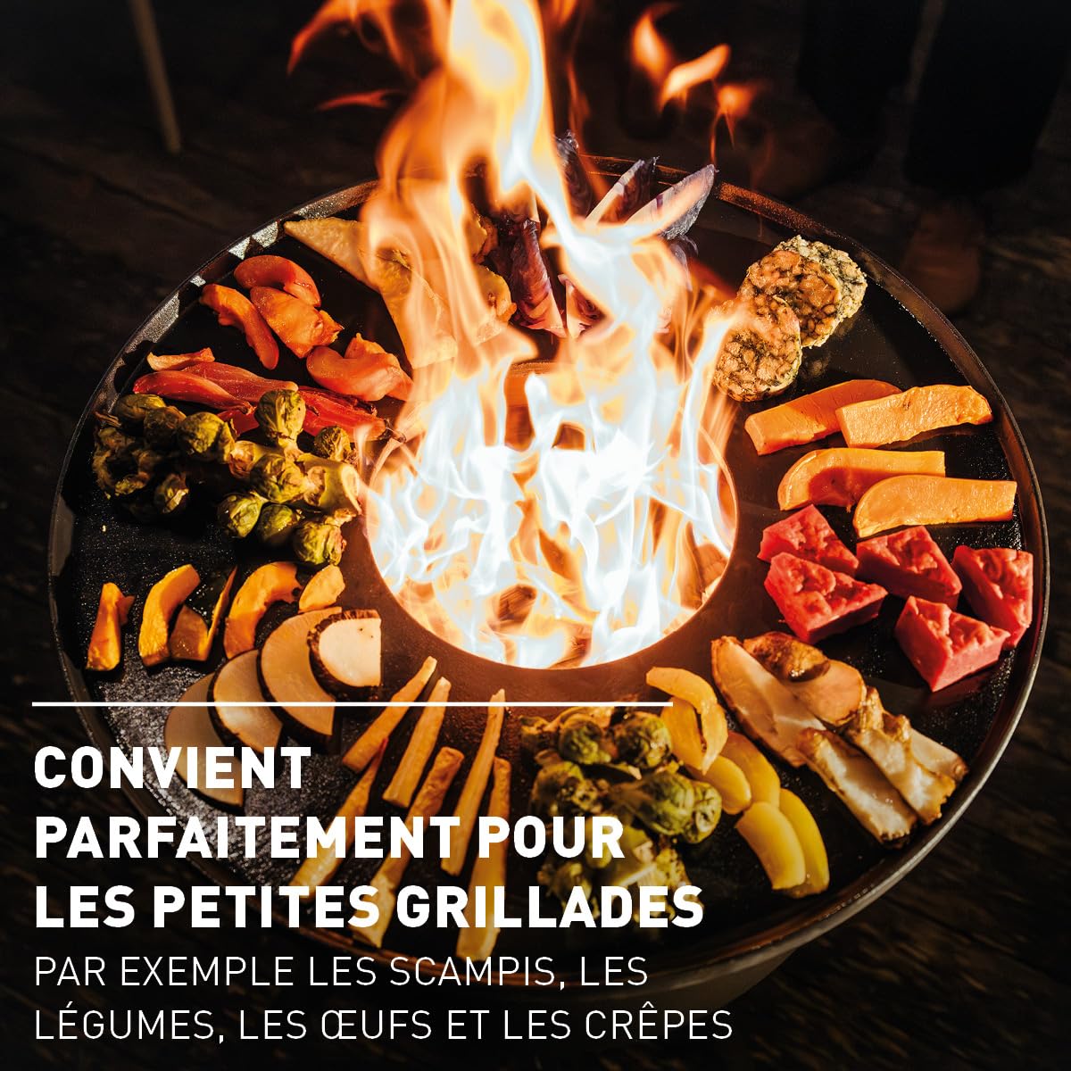 höfats Plancha Moon 45 - Plaque de cuisson continue en fonte émaillée - Conservation optimale de la chaleur pour les grillades de toutes tailles - Revêtement anti-adhésif, cuisson faible en gras
