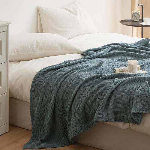 Miniatura 10 de ENJOYBRIDAL Funda universal suave color azul cian, funda para sofá modular de granja bohemia con borlas, manta de futón de algodón lavado de 4