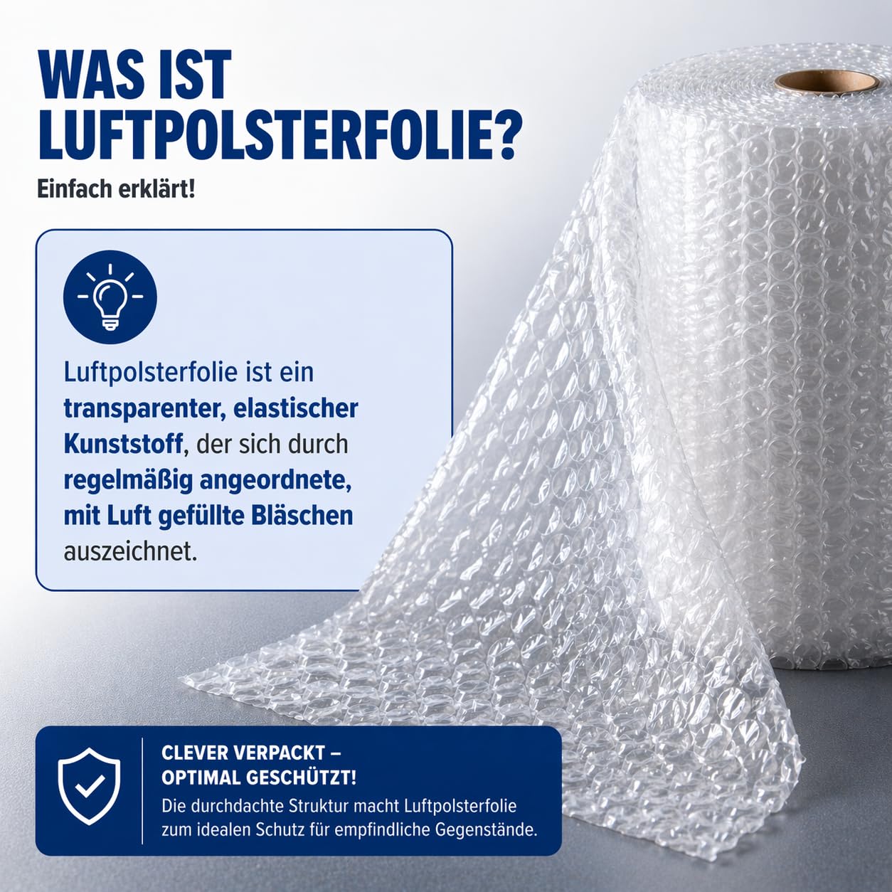 All4All Luftpolsterfolie 150cm x 50m EXTRA STARK 50my – Reißfest & Wasserdicht – Profi Verpackung für Umzug, Möbel & Glas – Noppenfolie Rolle Transparent