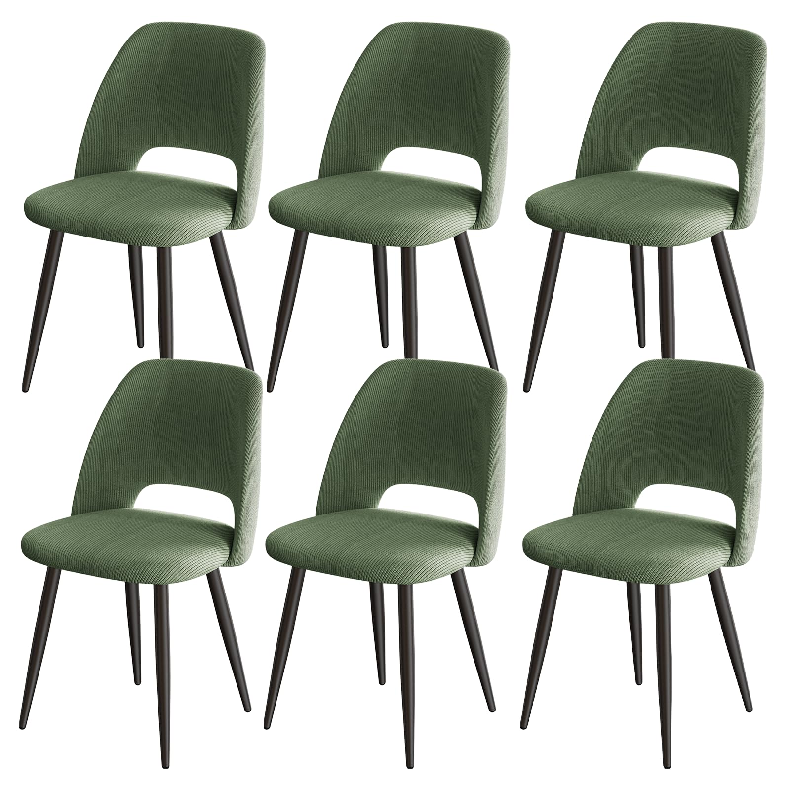 Set di 6 Sedie da Pranzo,Sedia da Cucina In Velluto a Righe, Sedia Imbottita Con Gambe Indipendenti,Sedia da Salotto Verde,Per Sala da Pranzo,Soggiorno,Cucina,Camera