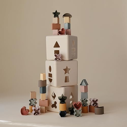 Miniatura 8 de mushie Caja de clasificación de formas (original) Juguete educativo de aprendizaje para niños pequeños con 12 formas Fabricado en Dinamarca (más