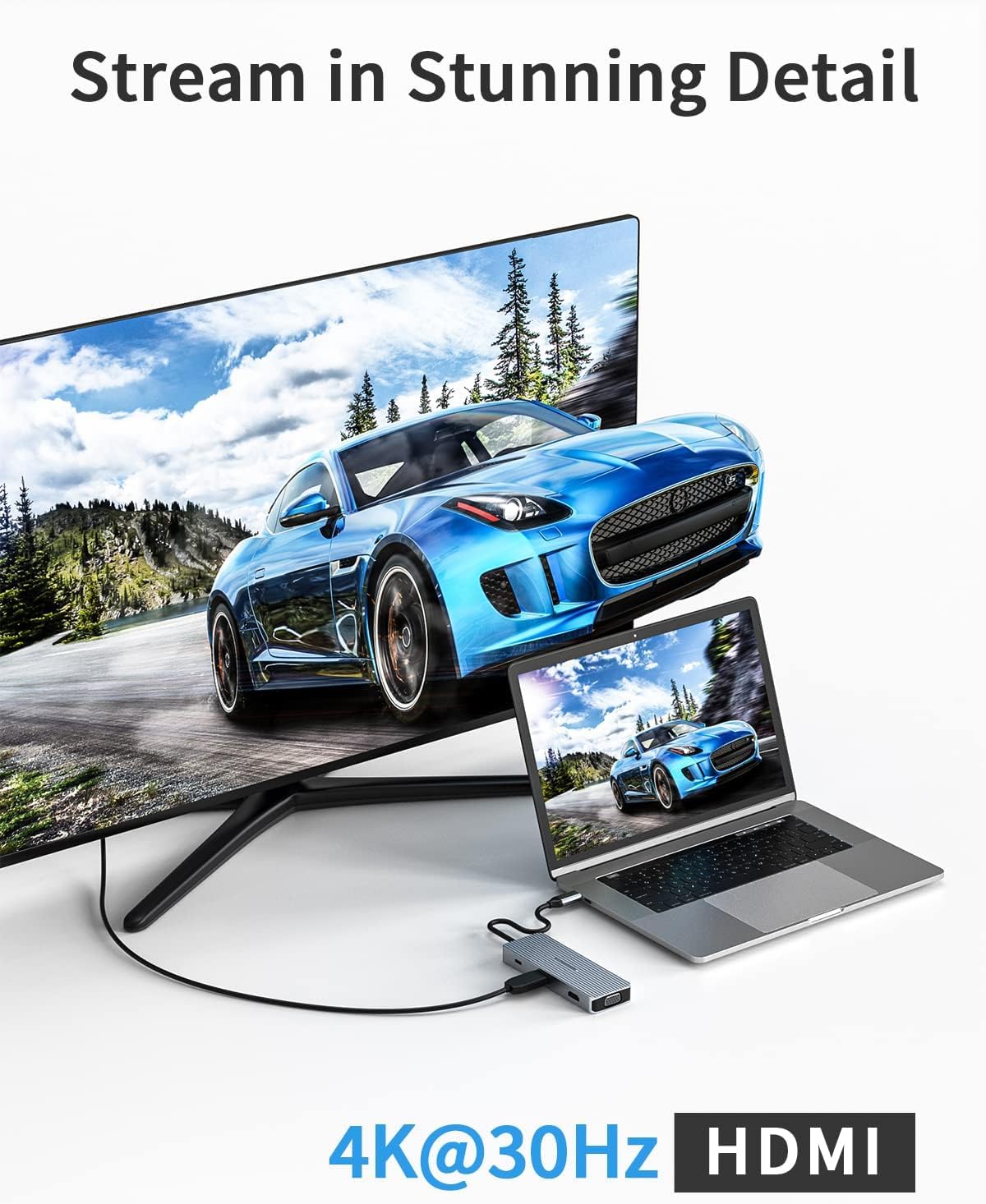 Hub USB C 9 w 1, potrójny wyświetlacz, 2 x HDMI/VGA, Mac Pro/Air stacja dokująca do Dell, Surface, HP, Lenovo, urządzeń typu C (SD/TF+USB A 3.0/2.0+PD)