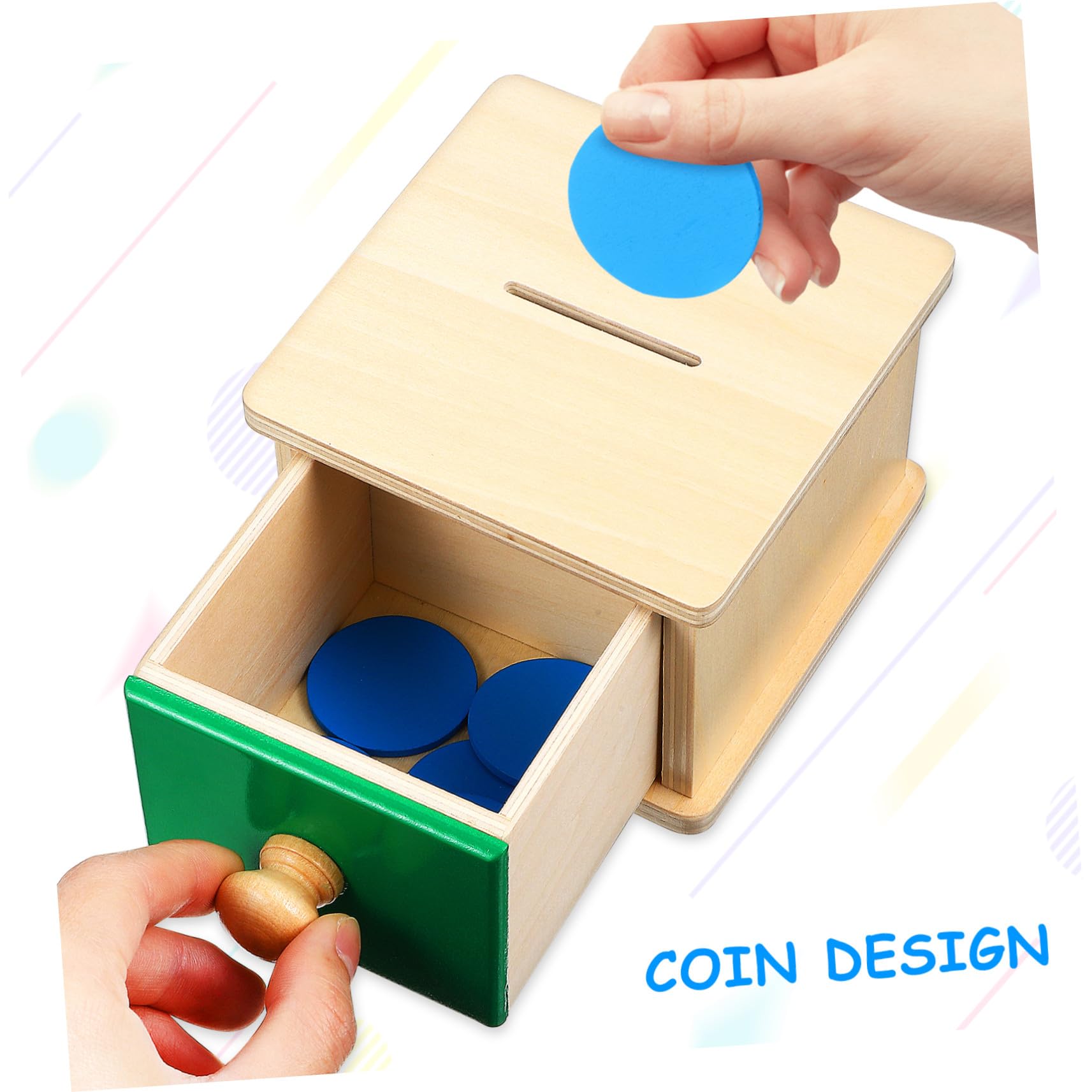 Uonlytech 2juego Caja De Monedas con Panel Geométrico para Juguetes De Madera Rompecabezas Educativos para Pequeños y Bebés para Desarrollo Temprano