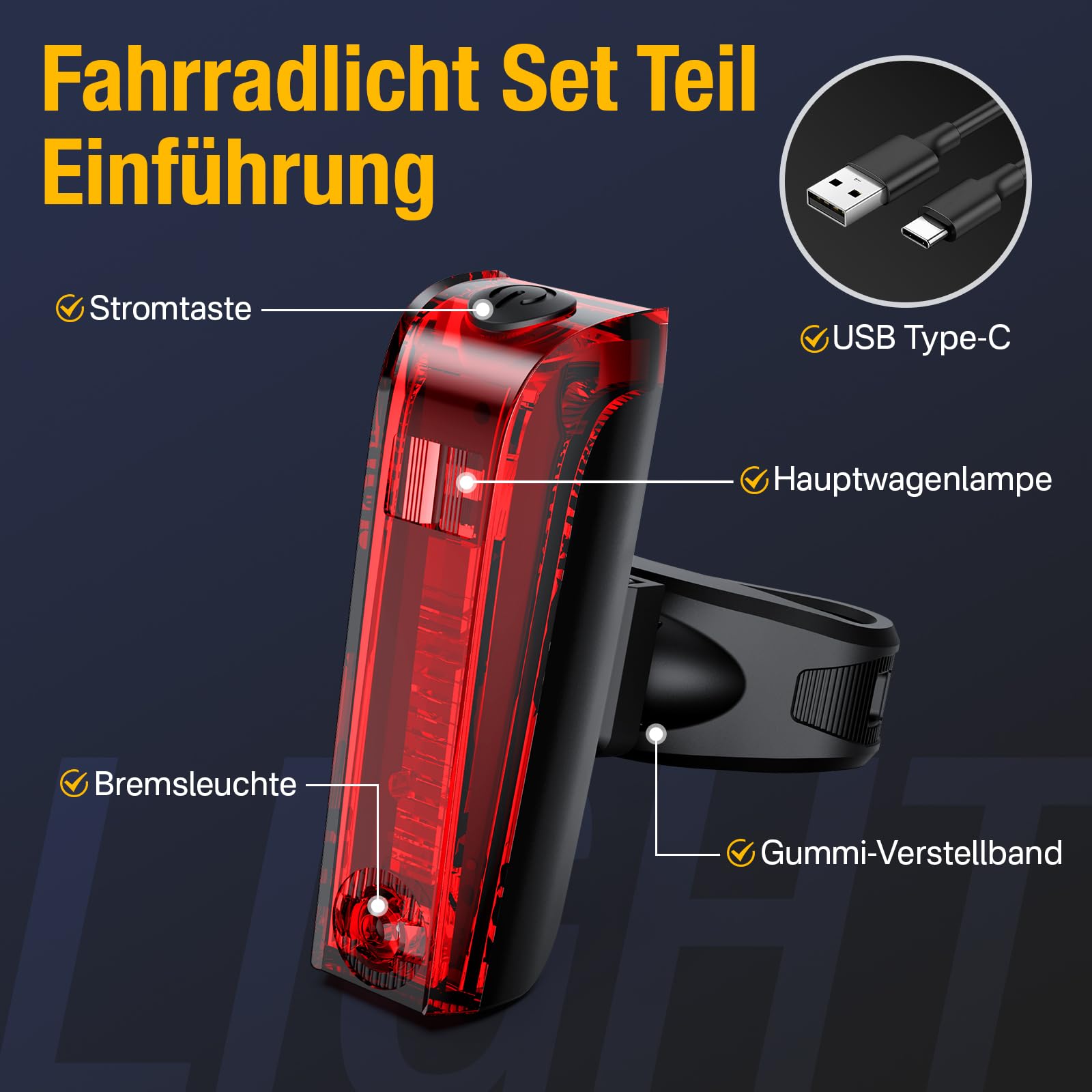 Fahrradlicht Set lichtsensor,Smart Rücklicht mit Bremslicht,Sensor Fahrradlicht StVZO Zugelassen,Integrierte Helligkeitssensor,Fahrrad Frontlicht & Rücklicht für Rennrad,MTB,E-Bike