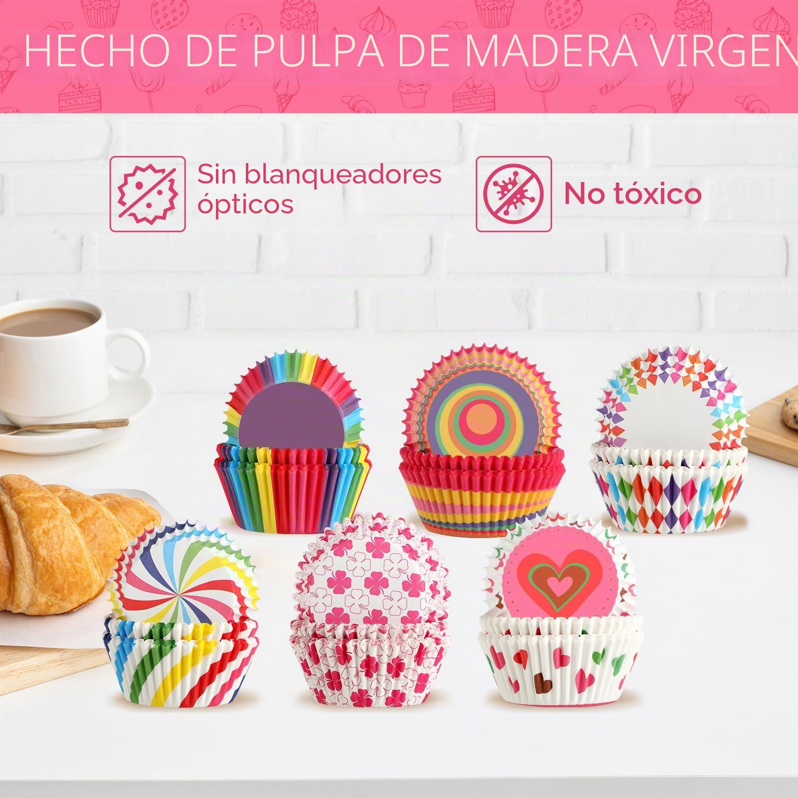 Moldes Magdalenas de Papel de Colores 300 Mini Vivos para Horno