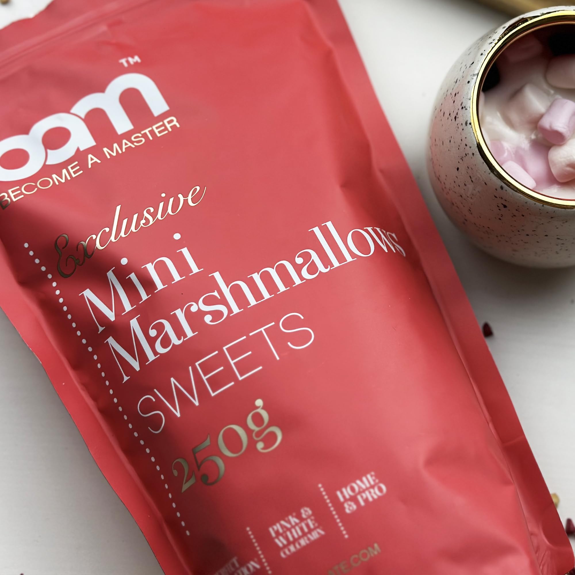 BAM Mini pianki marshmallows, posypka do ciast, idealna do dekoracji ciast, różowa, kremowa i biała, 250 g