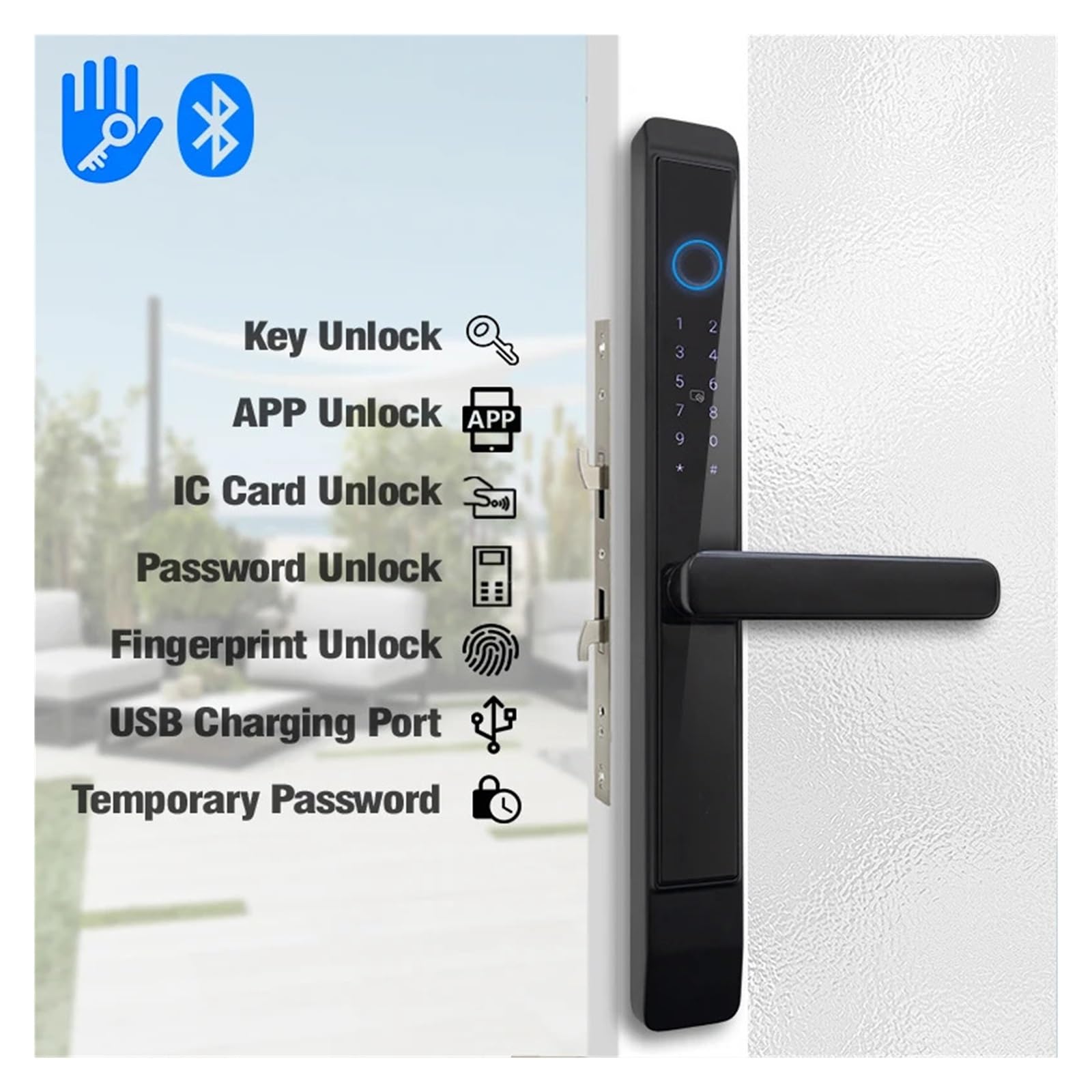 Cerradura de puerta corredera impermeable IP66 con tarjeta de código digital de huellas dactilares (22 x 240 4085)