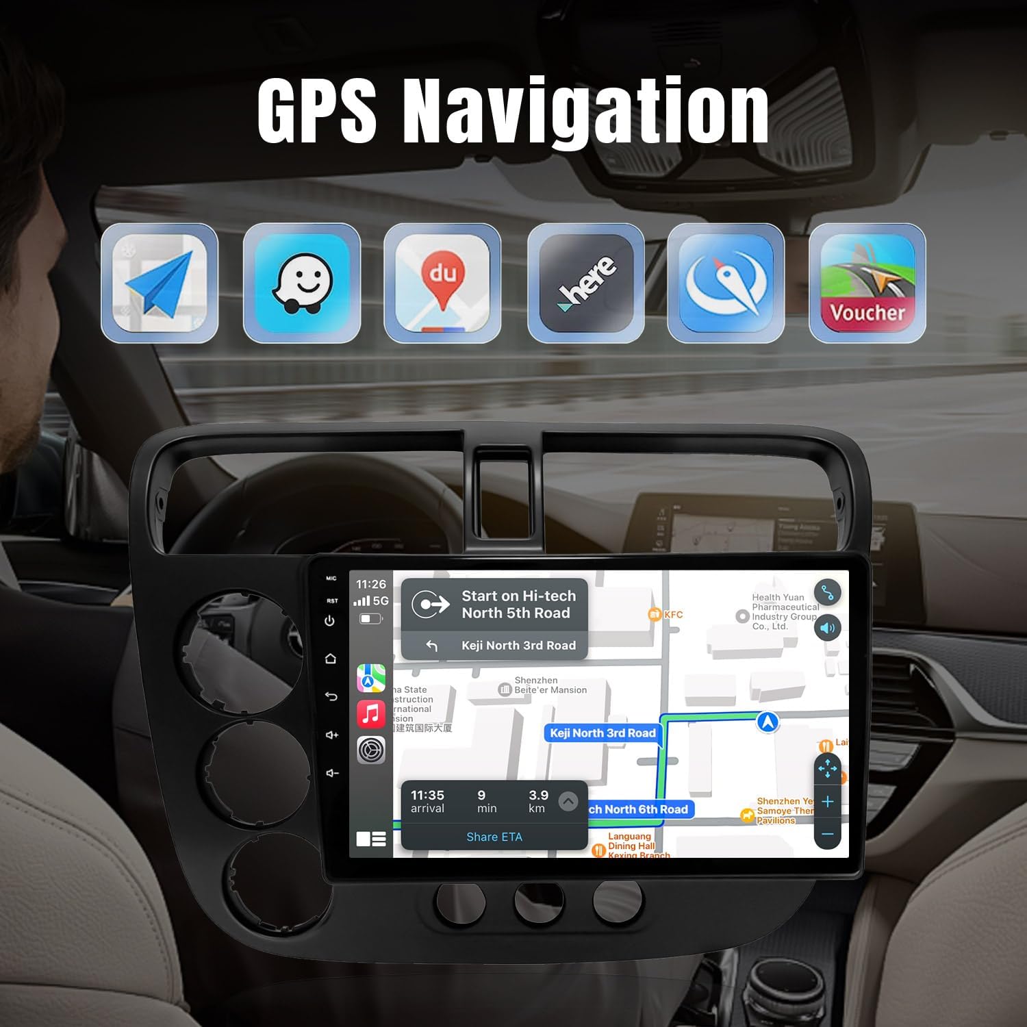 Leadfan Car Stereo Radio for Honda Civic 2001-2002 2003 2004 2005 Wireless CarPlay Android Auto, 9" IPS Touch Screen with WiFi GPS Navigation/Bluetooth/Mirror Link/FM/SWC/Back-up Camera/USB