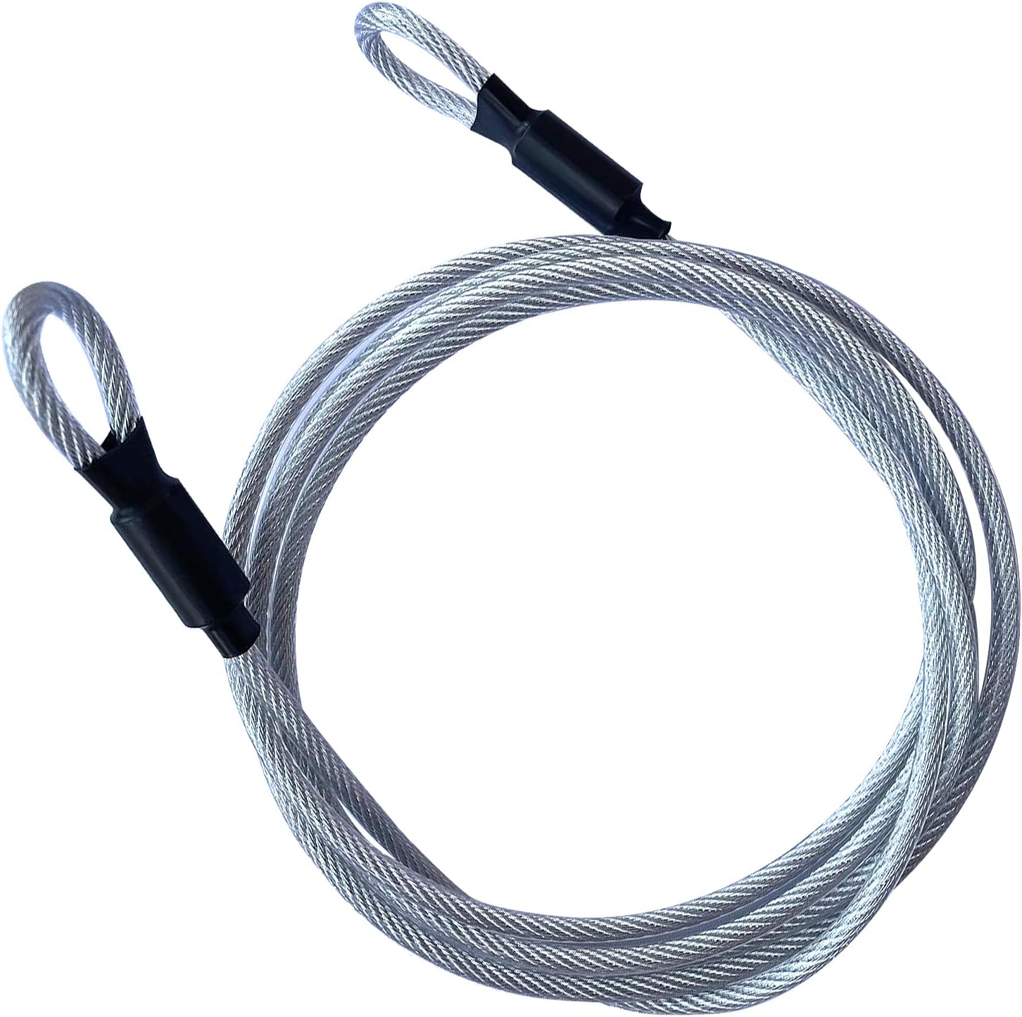 GOMRQING 4FT 5mm Security Cable Lock,Braided Steel Vinyl Coated Safety Cable Luggage Lock,Flexible Steel Cable Security Wire Rope Double Loop