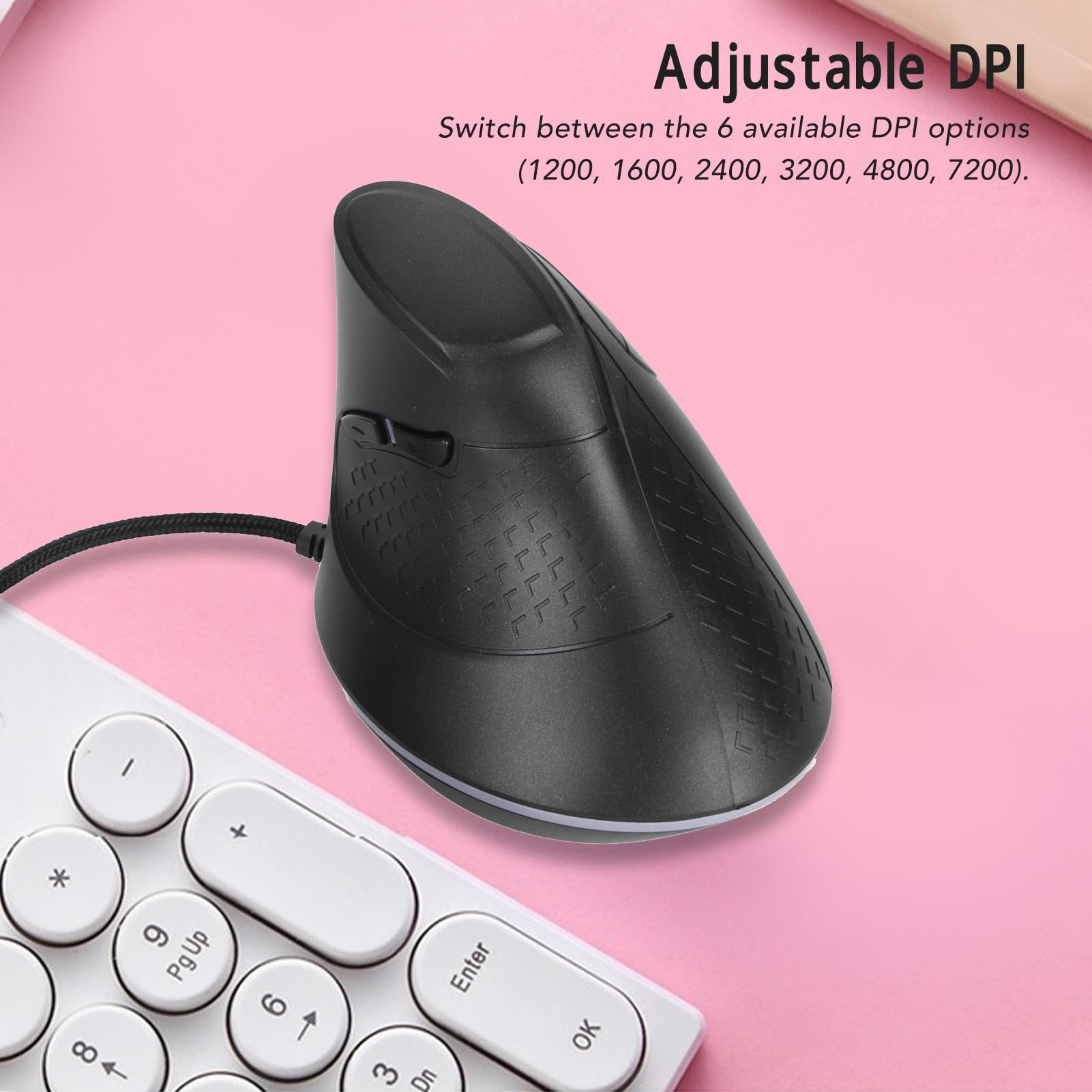 Ergonomiczna Mysz Pionowa z Regulacją Dpi, Optyczna Mysz do Gier z 7 Przyciskami, Oświtleniem Rgb, Kompatybilna z Systemami, Komputerami Stacjonarmimi, Laptopami, Laptopami,