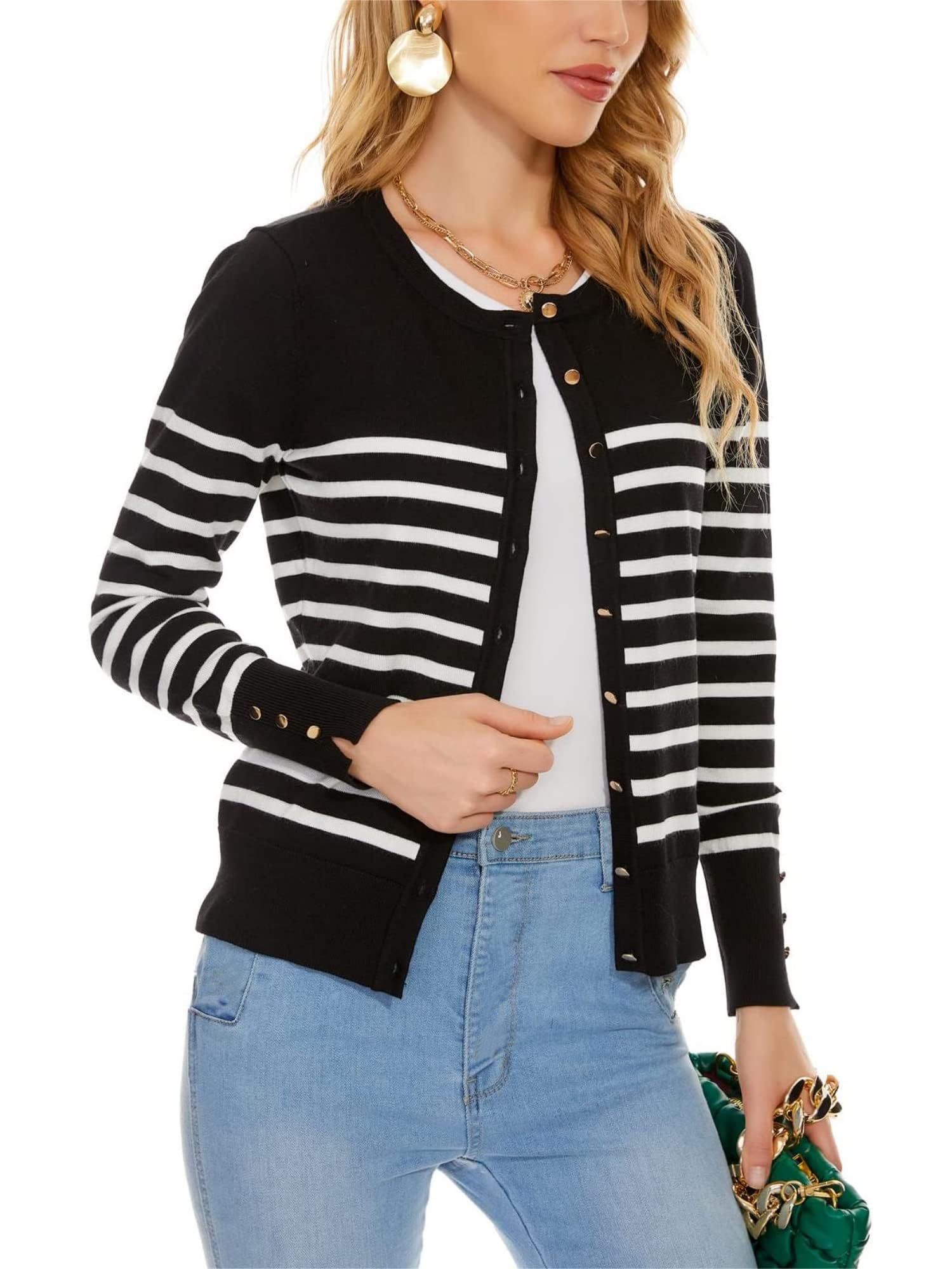Spicy Sandia Womens Cardigan Sweaters Lightweight Button Up Crewneck Dressy Casual Trendy Spring Sweater Jackets