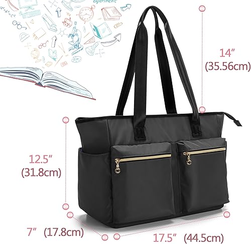 Miniatura 6 de Damero Bolsa para profesores, bolsa de mano para profesores con cremallera superior y funda acolchada para laptop de hasta 15.6 pulgadas para