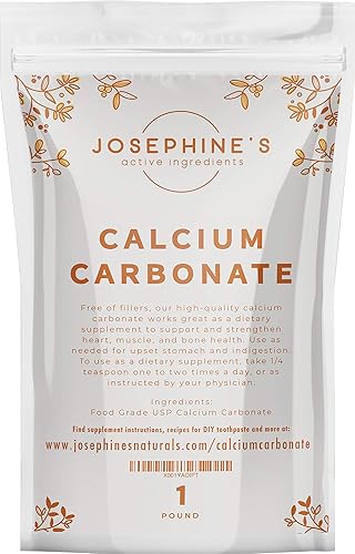Josephine's Ingredientes activos: polvo de carbonato de calcio – Suplemento de grado alimenticio, alivio de la acidez estomacal, ingrediente para