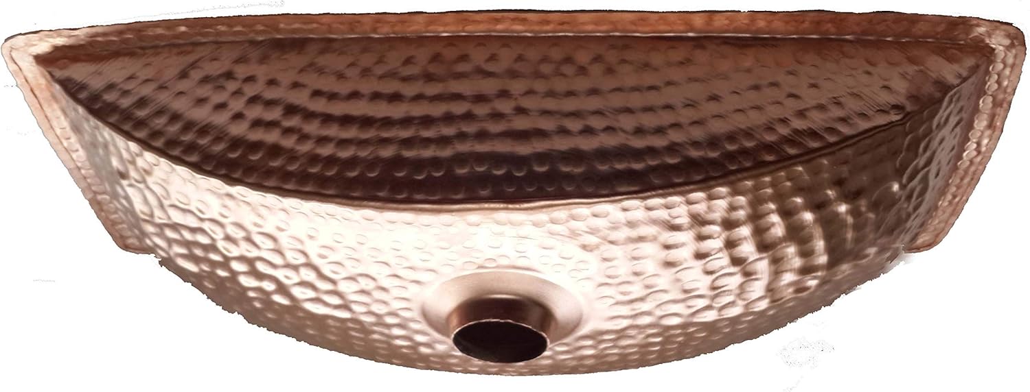 Trough Sleek Polished Pure Hammered Copper Bath Sink Washbasin Bowl Built-in Bottom Ring Bathroom Remodel Drop in Undermount Vessel Installation