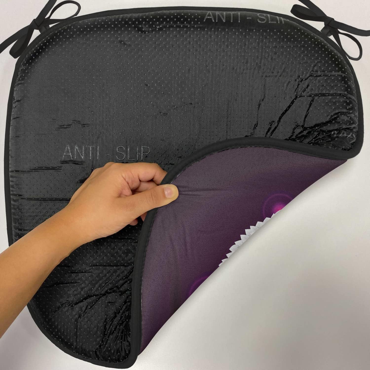 Lunarable Ying Yang Chair Cushion Pads Set of 2, Digital Art Origami Leaves Petals and Aura Graphic Ying Yang Cosmos Art, Anti-Slip Seat Padding for Kitchen & Patio, 16"x16", Purple White