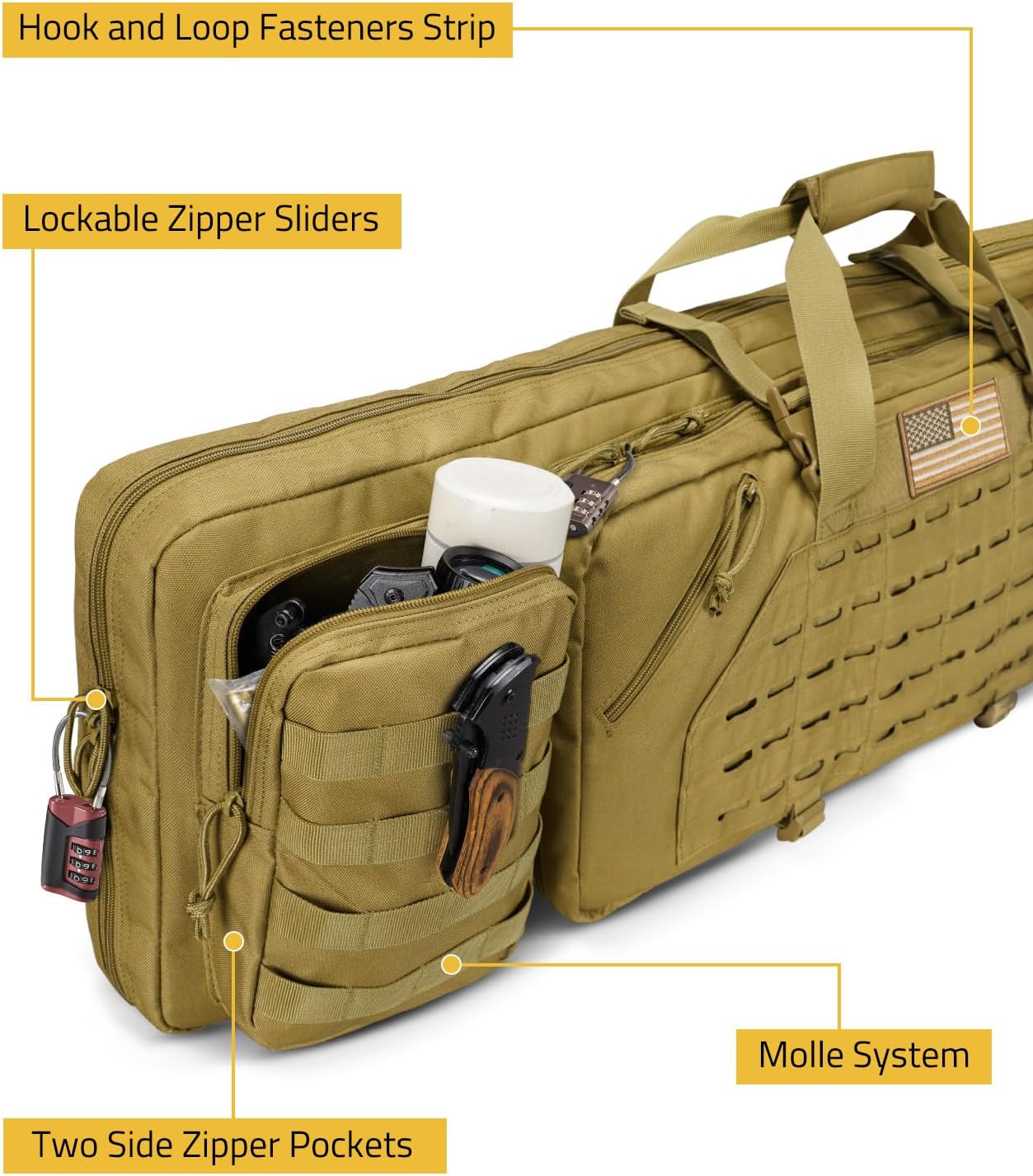 CVLIFE 36" 42" 46" Soft Rifle Case Double Long Gun Bag,with Lockable Zipper and Backpack Strap,Rifle Backpack Rifle Bag Gun Case for Outdoor Hunting Shooting Range - Image 4