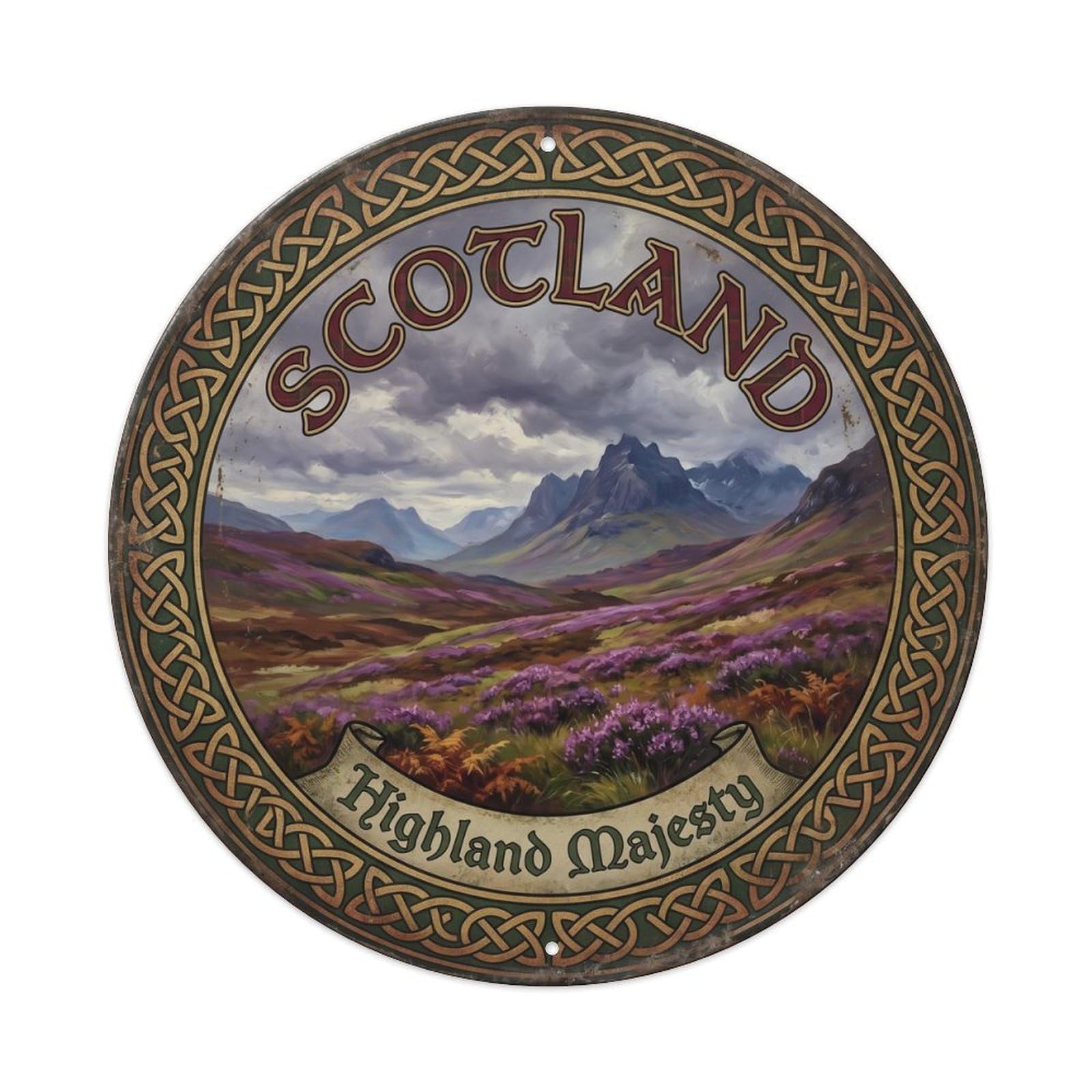 Vintage Travel Scotland Highlands Moor Metal Tin Sign