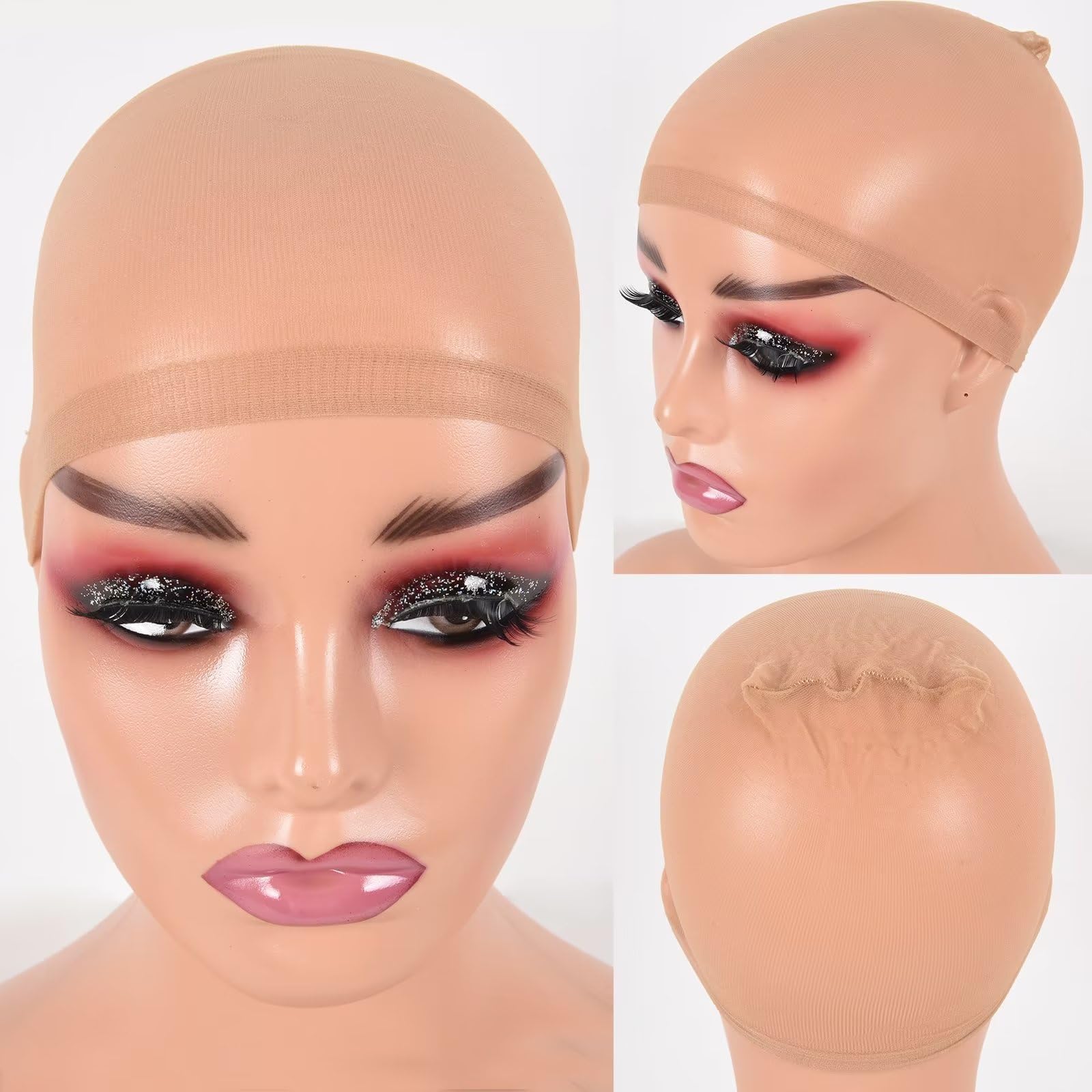 Royota 2Pcs Transparent HD Wig Cap for Women Lace Front,Breathable Thin Stocking Wig Cap for Women, Invisible Thin Nylon Cap, 1 Packs 2 Pieces