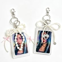 2 Sets Photocard Holder with Cute Cat Keychain Transparent PhotoCard Holder Y2K Charm Holders Kawaii Photo Card Keychain Acrylic ID Bus Card Holders Y2K Accessories