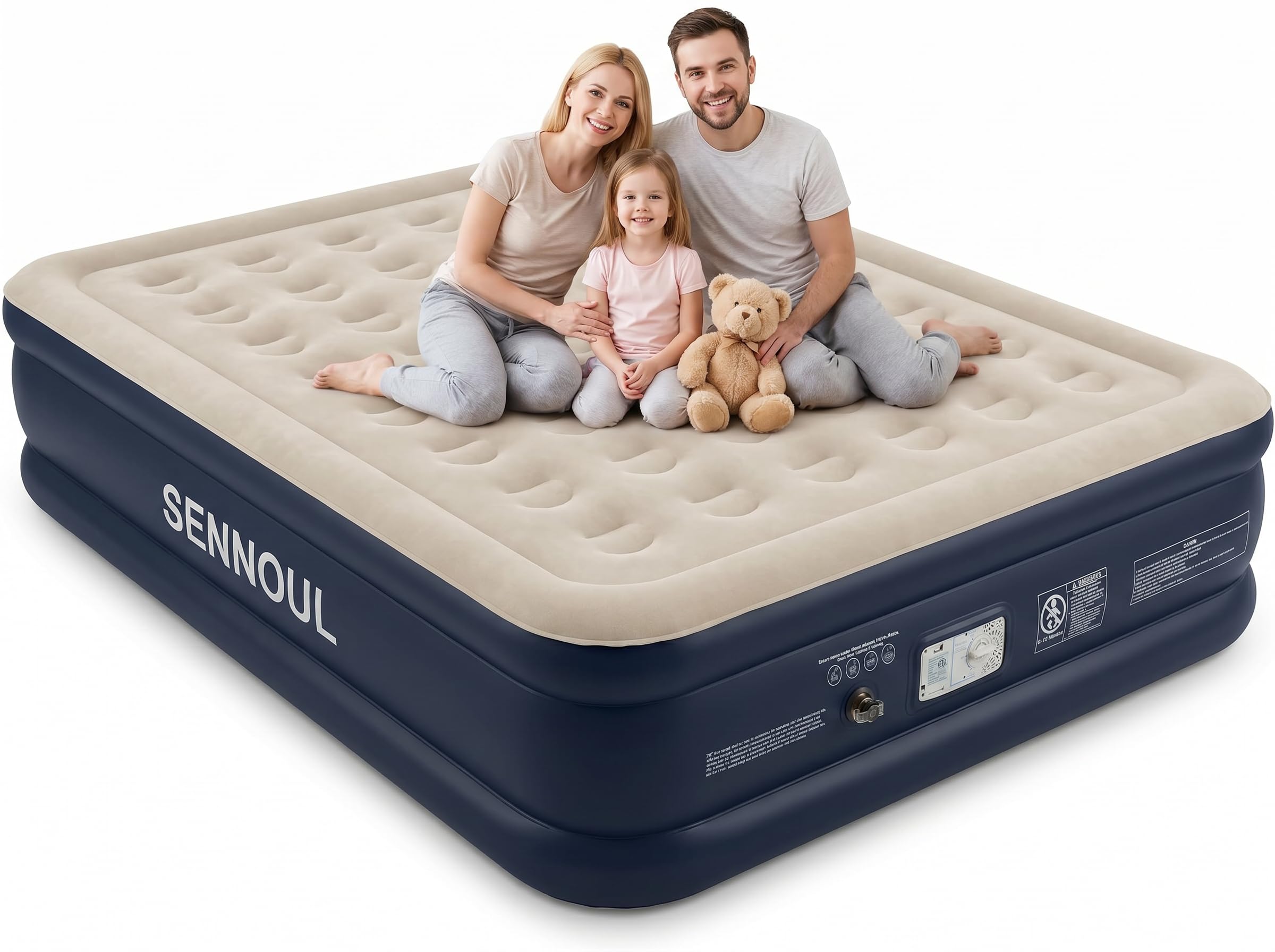 Photo 1 of SENNOUL Air Mattress Queen with Built in Pump, Inflatable Mattress Blow Up Mattress 16 Raised Comfort,Upgraded Surface Portable Bed, Air Bed for Home, Guest, Camping, Colchone Inflable, 650 lbs