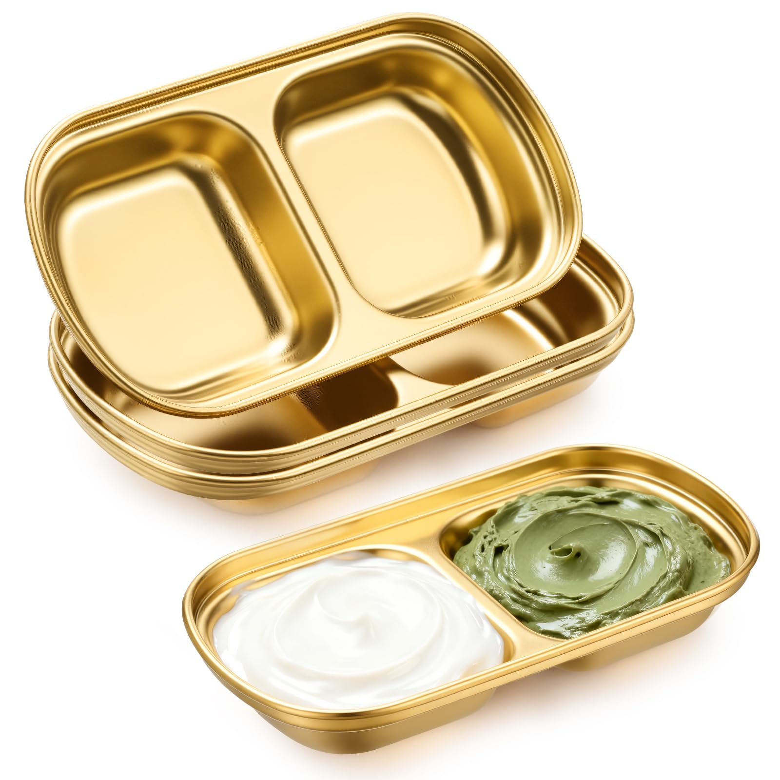 4 Pcs Esthetician Bowls Face Mask Tray,Stainless Steel, Gold, Small