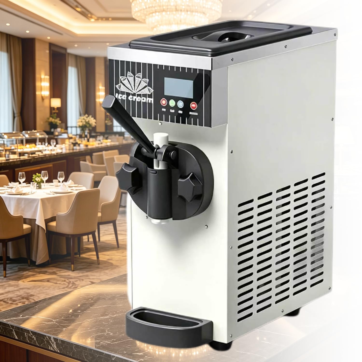 Machine à Glace à L'italienne De Comptoir 450 W, Mono-Parfum, Sorbetière Haute Performance 4-5 Kg/H, écran Tactile LCD, Idéale pour Les Cafés, Restaurants Et Particuliers Milk-110V