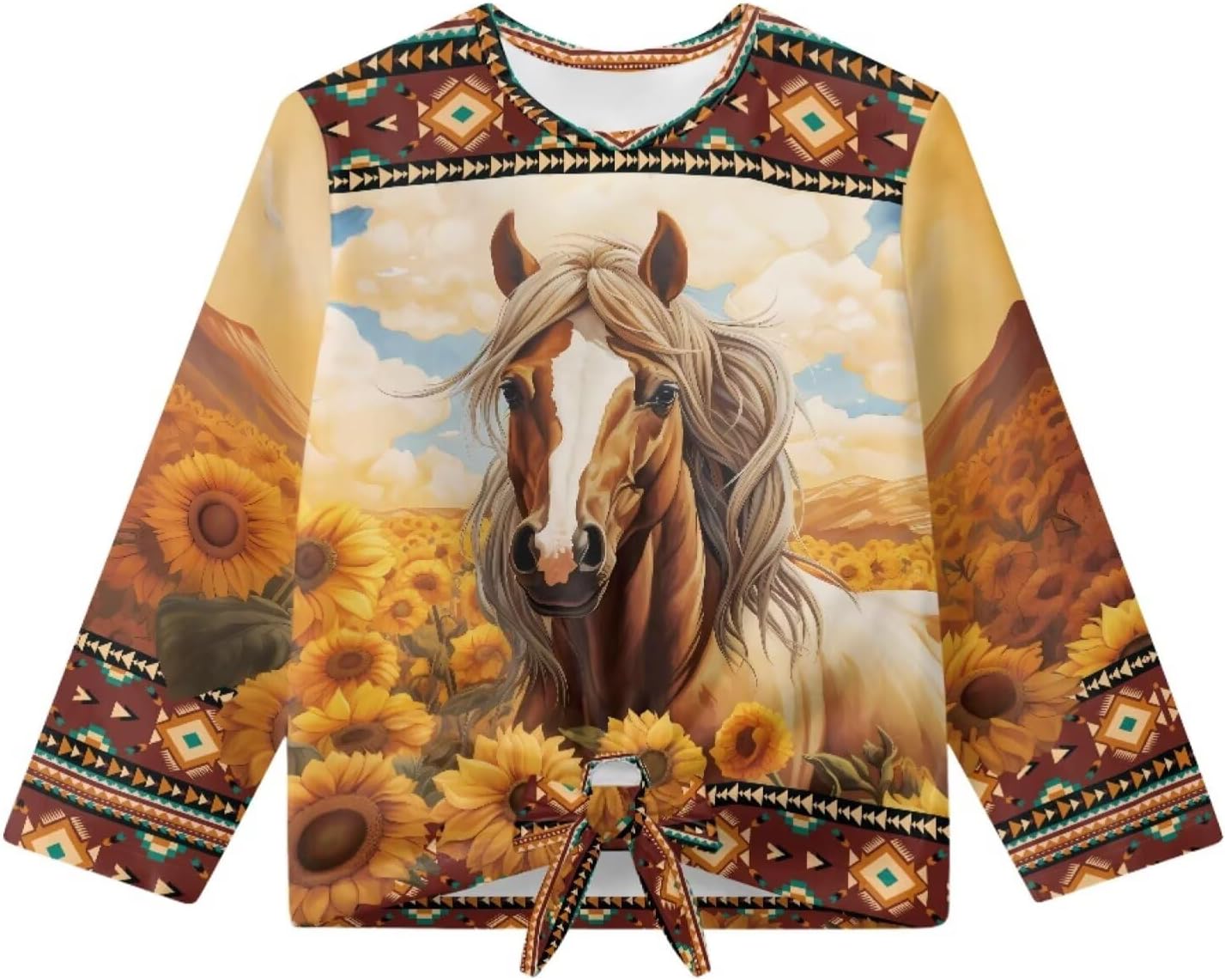 WELLFLYHOM Shirt for Girls 5-12T Long Sleeve T-shirt Front Knot Graphic Tunic Top Active Sweatshirts Pullover Tees - Image 5