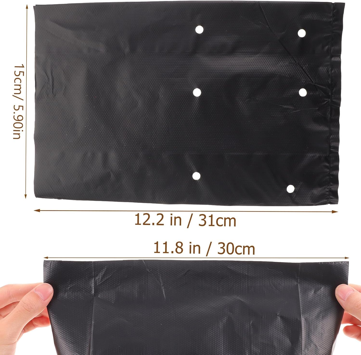 100pcs Pe Flower Nursery Bags Small Portable Planting Grow Bags for Seedlings and Bonsai, 30x31cm with 19cm Diameter and 25cm Height, Garden Plant Growing Pouches for Outdoor Use